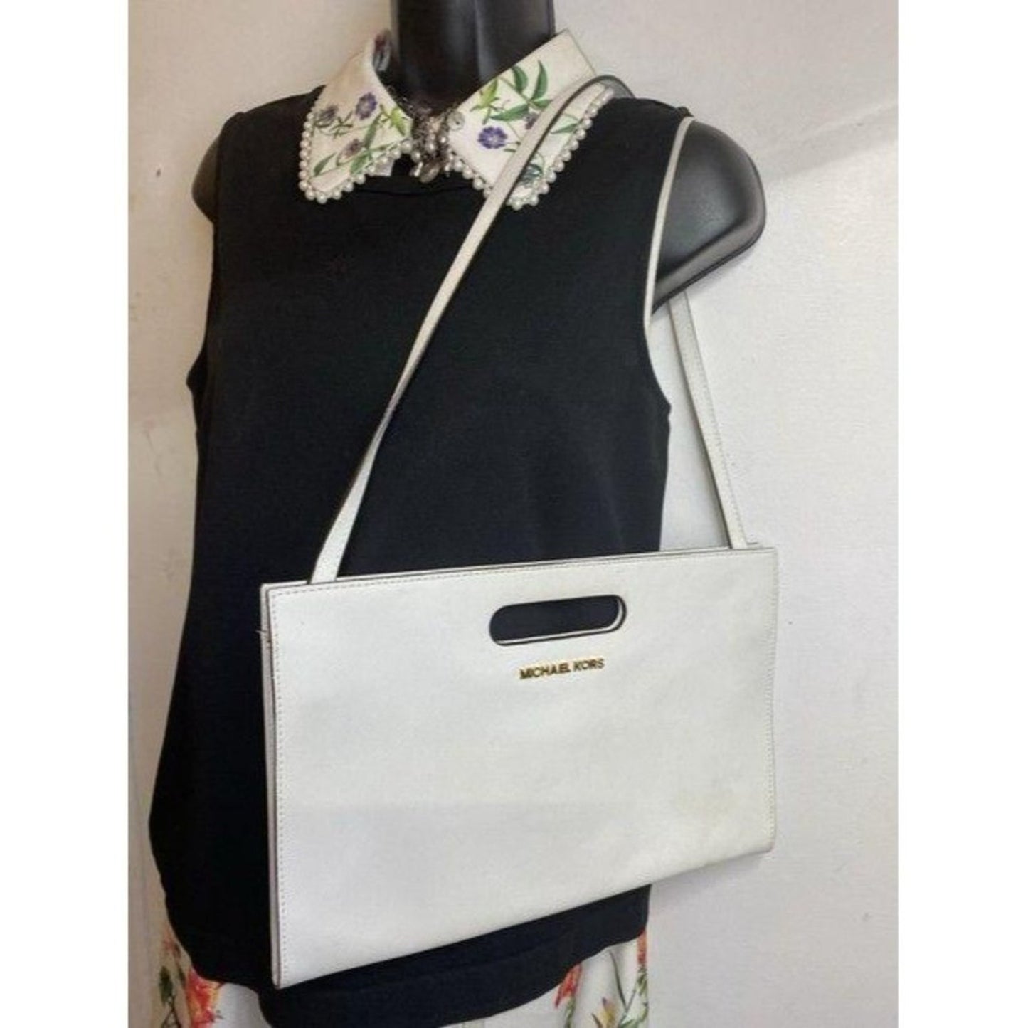 michael kors small handbag white leather hobo bag