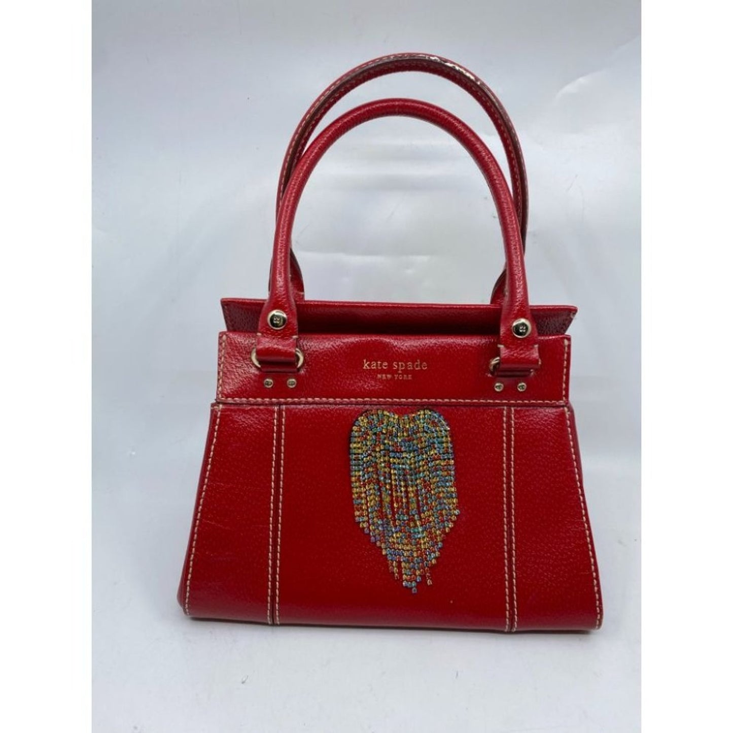 KATE SPADE Red Leather Hand Bag Customized W/Heart