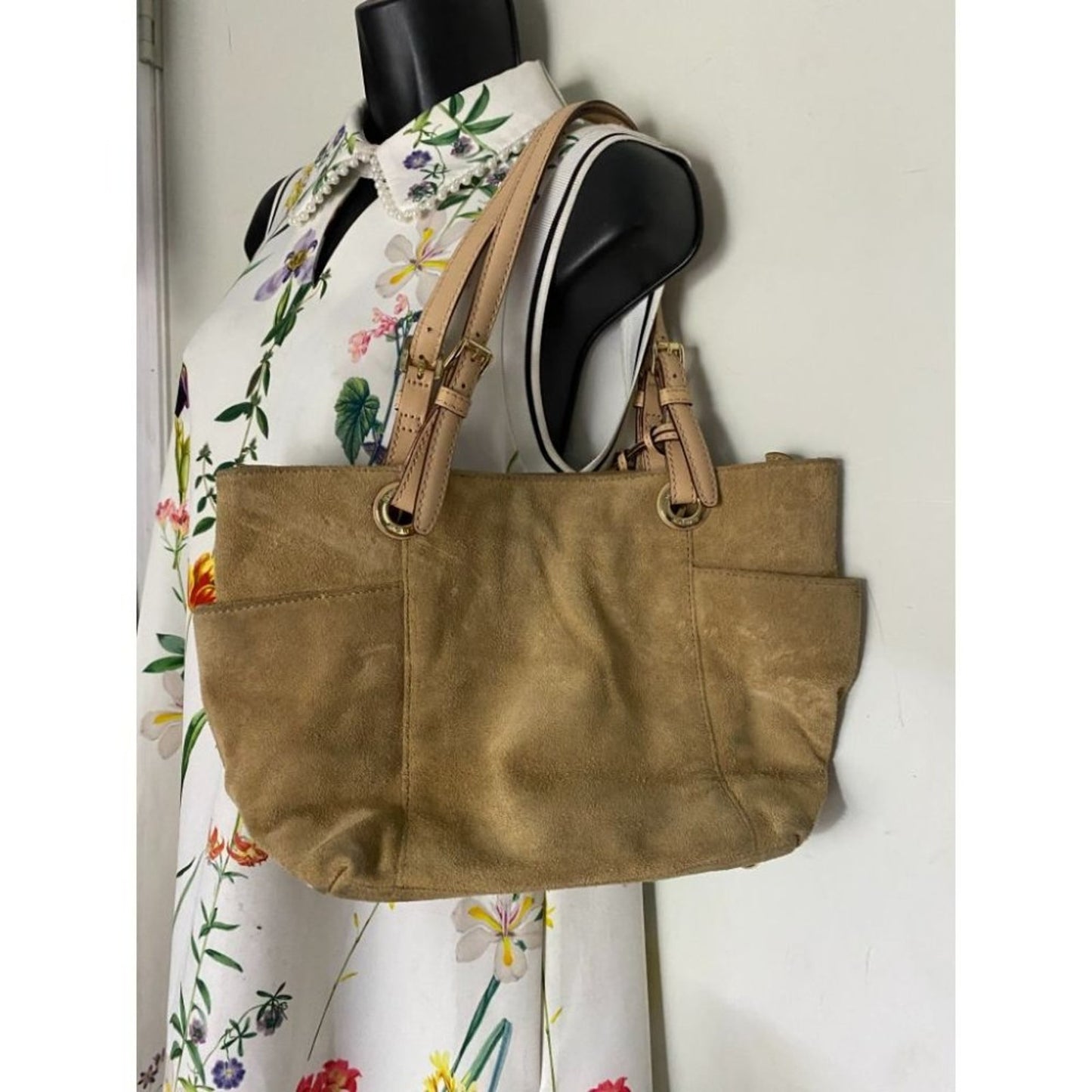 Michael Kors Tan Medium Suede Leather Tote Bag