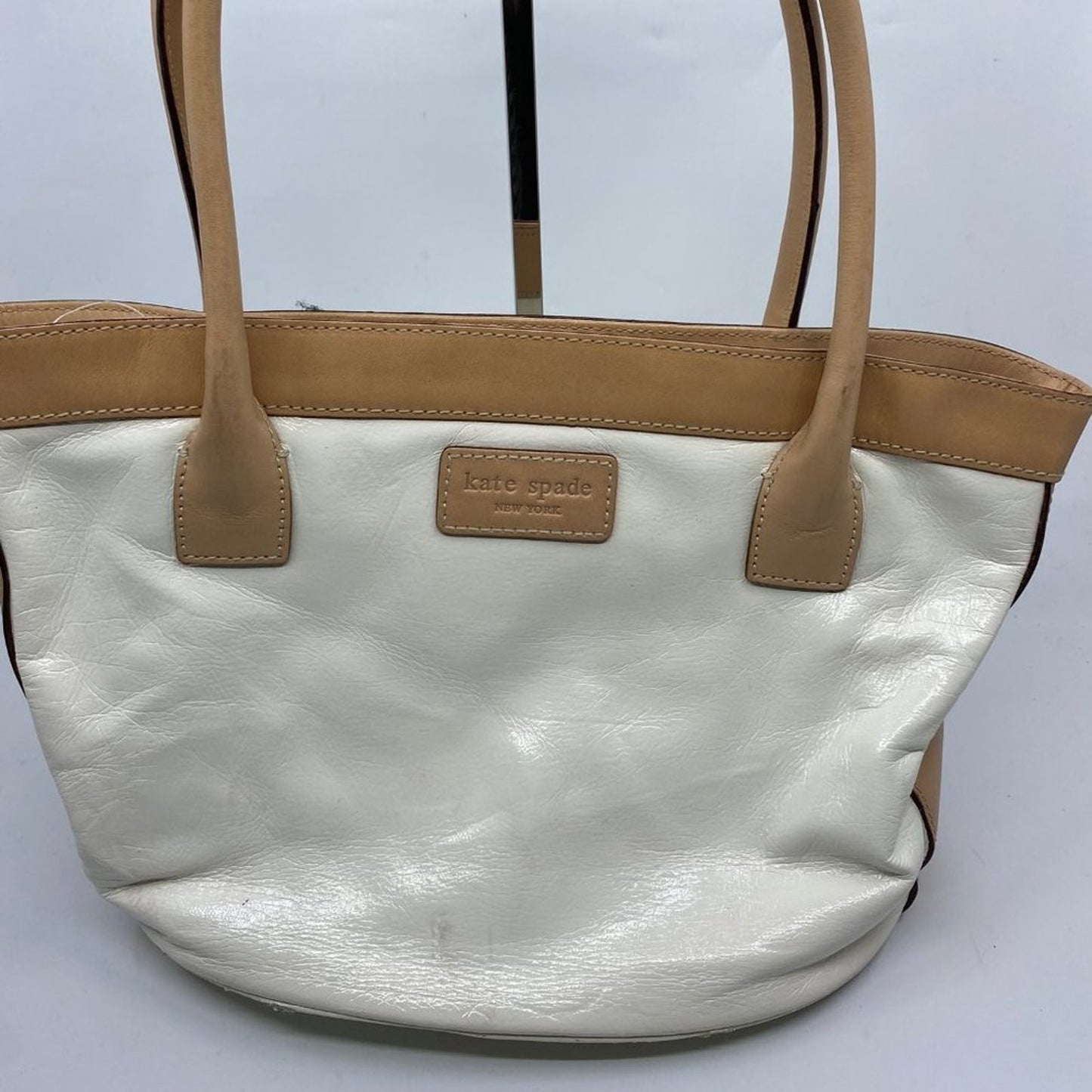 Kate Spade White Tan Leather Medium Size Handbag