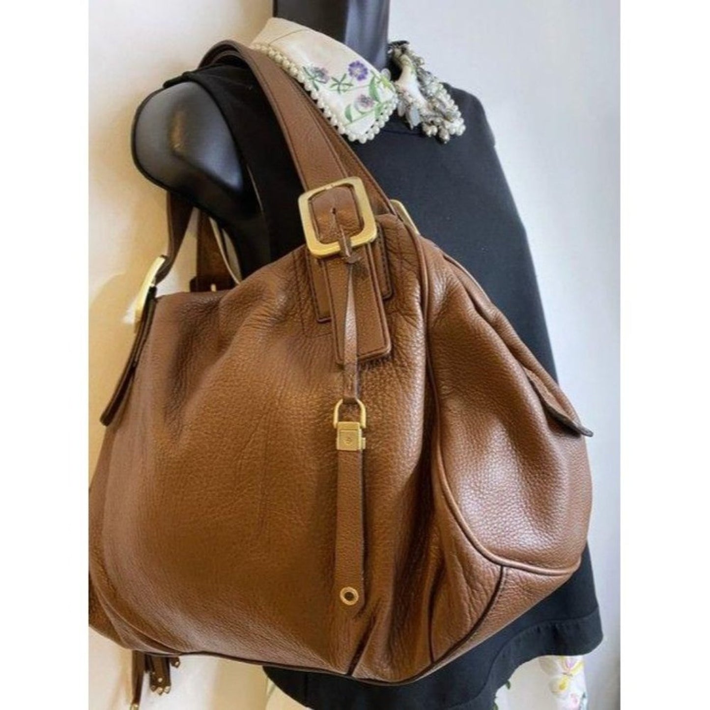 cole haan brown leather shoulder bag