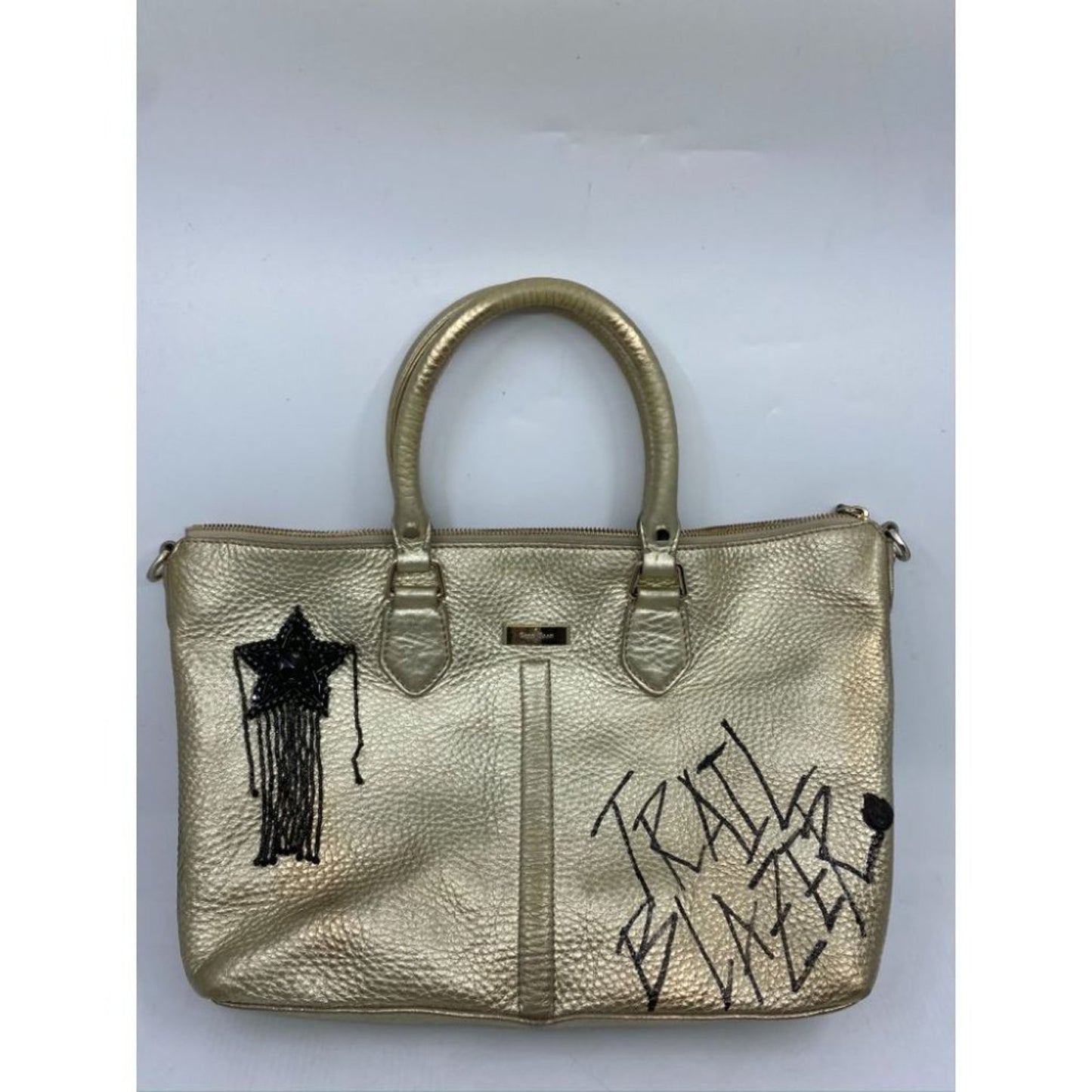 COLE HAAN Tote Bag Gold Customized w Graffiti