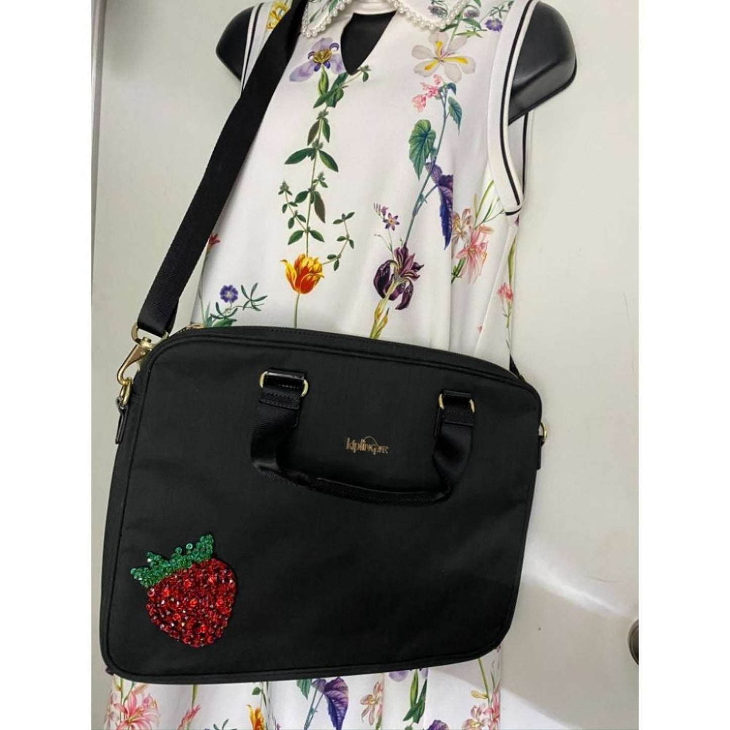 Kipling w/Customized Appliqués Large Blue Tote Bag