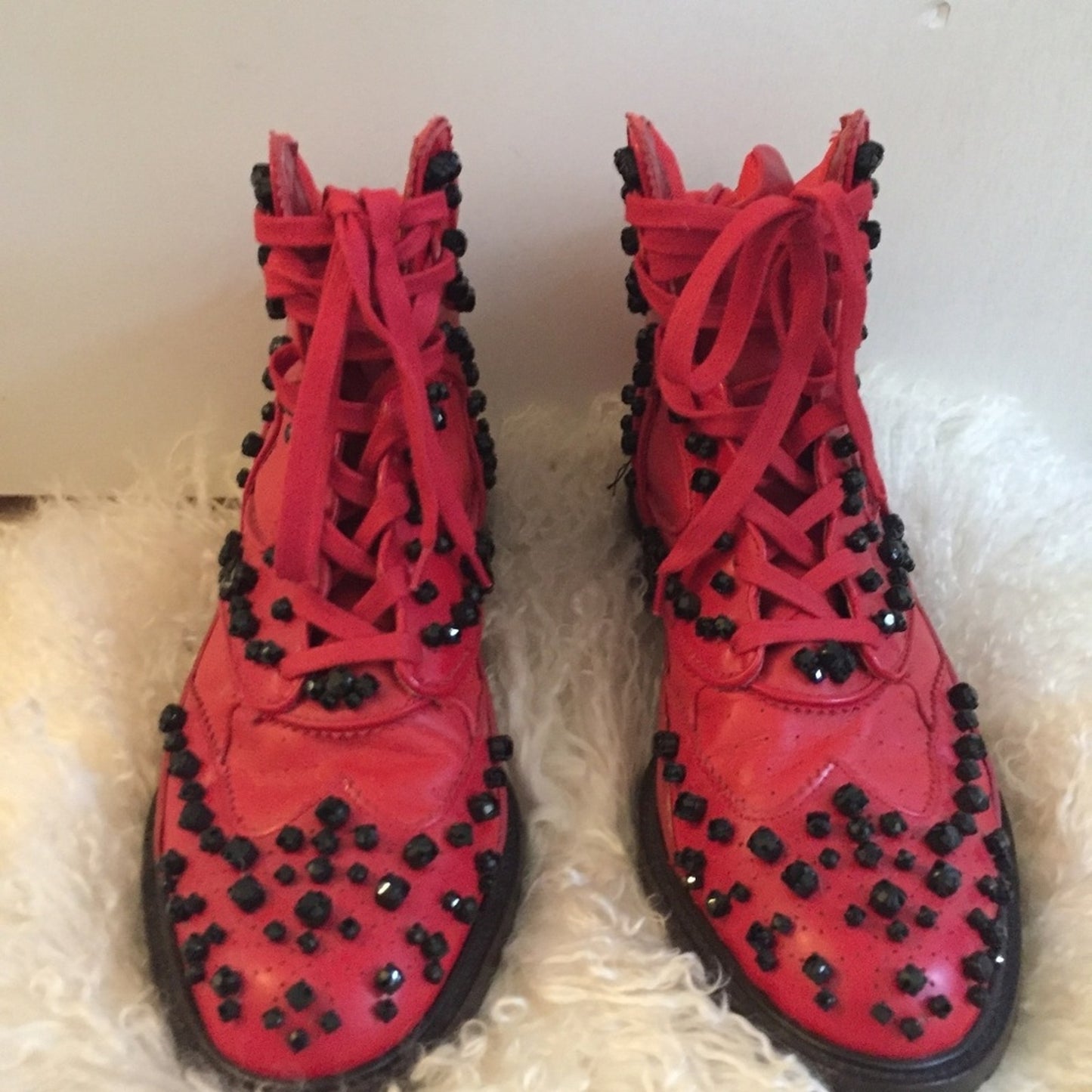 GIVENCHY Men’s Red High Sneakers w/ Stones size 44