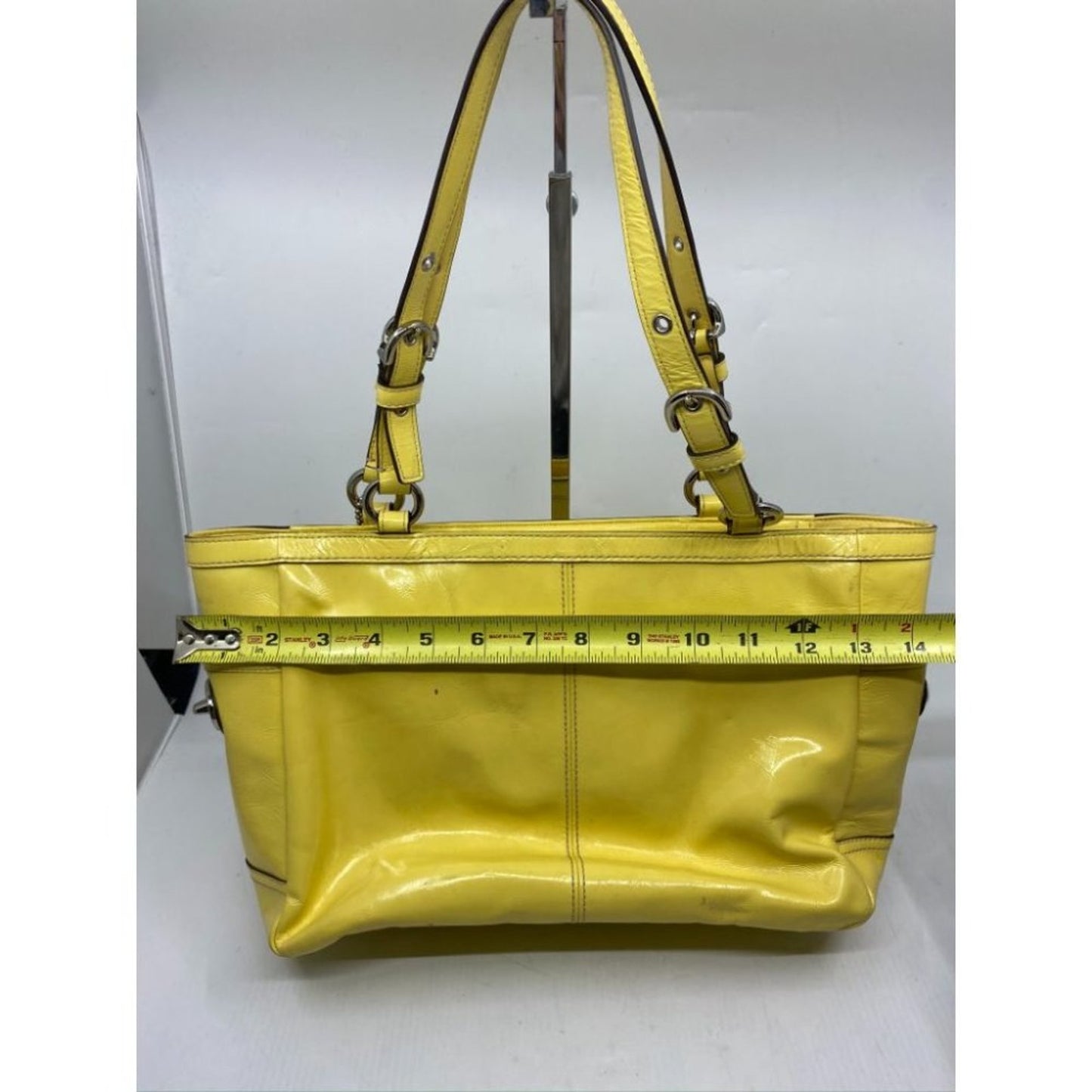 COACH Medium Patent Leather Shoulder Bag Yellow