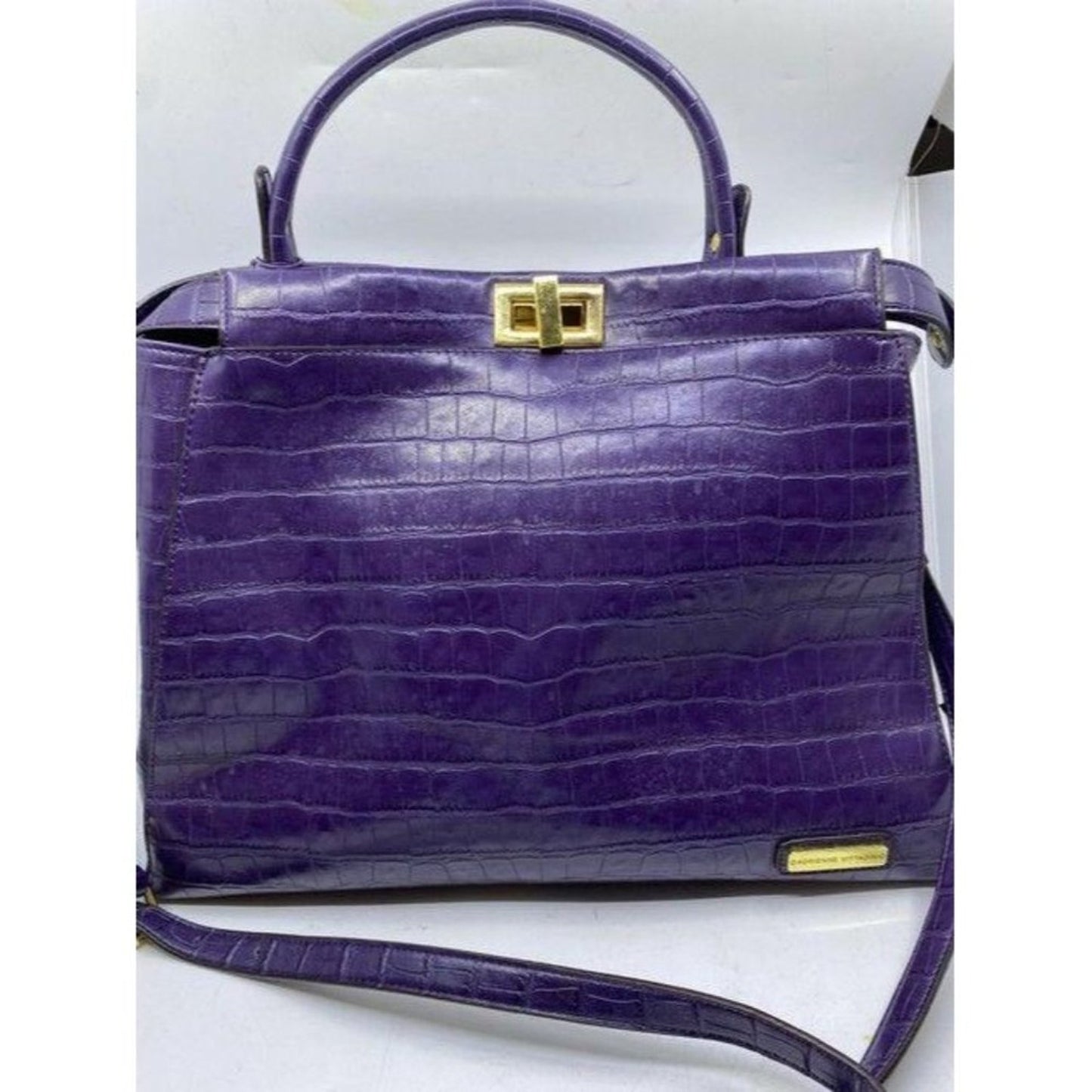 adrienne vittadini crossbody w w stra purple leath