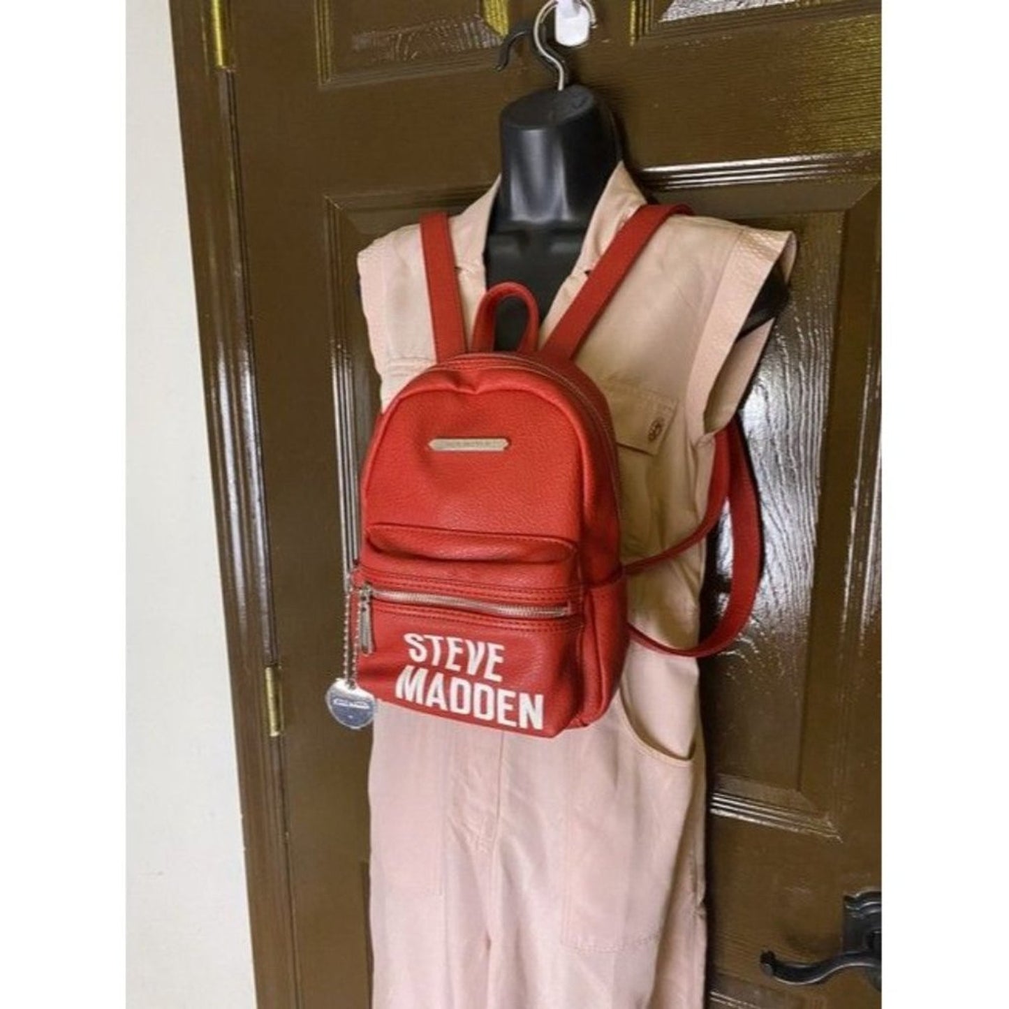 Steve Madden Mini Red Faux Leather Backpack
