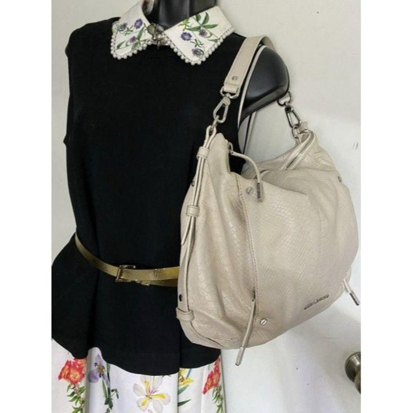 michael kors cream leather shoulder bag