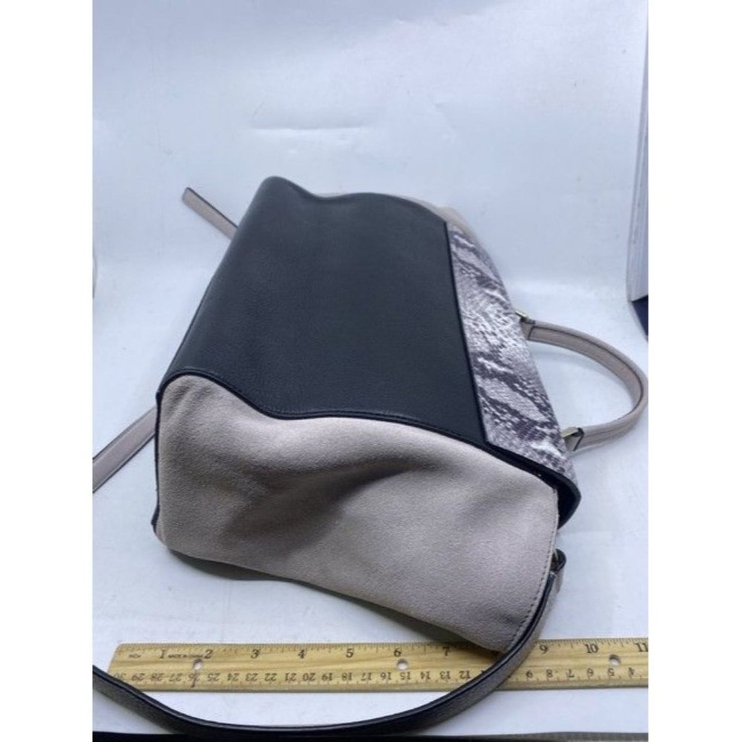 Kate Spade Snakeskin Print Handbag Blackgray Leather Shoulder Bag