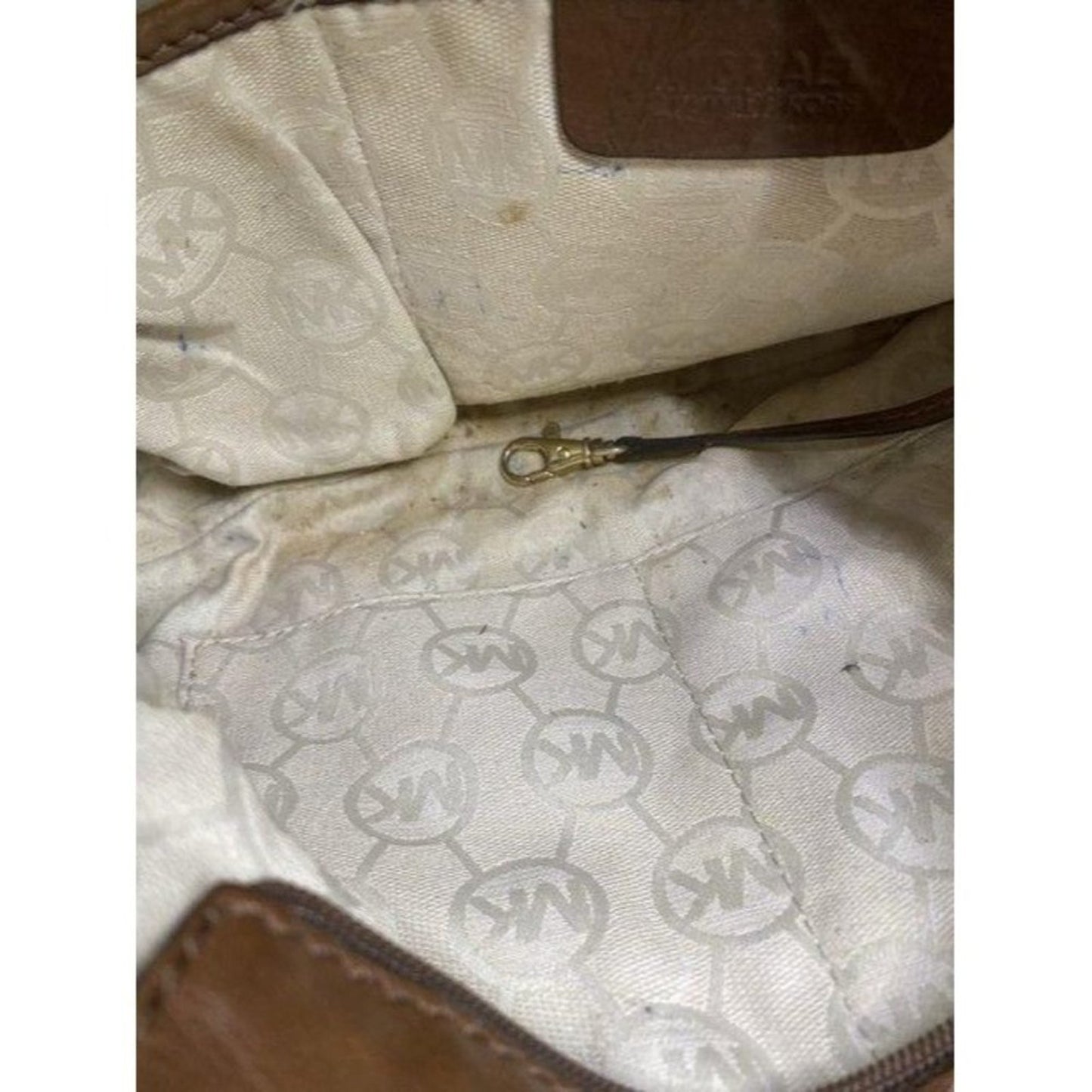 michael kors handbag tan brown fabric hobo bag