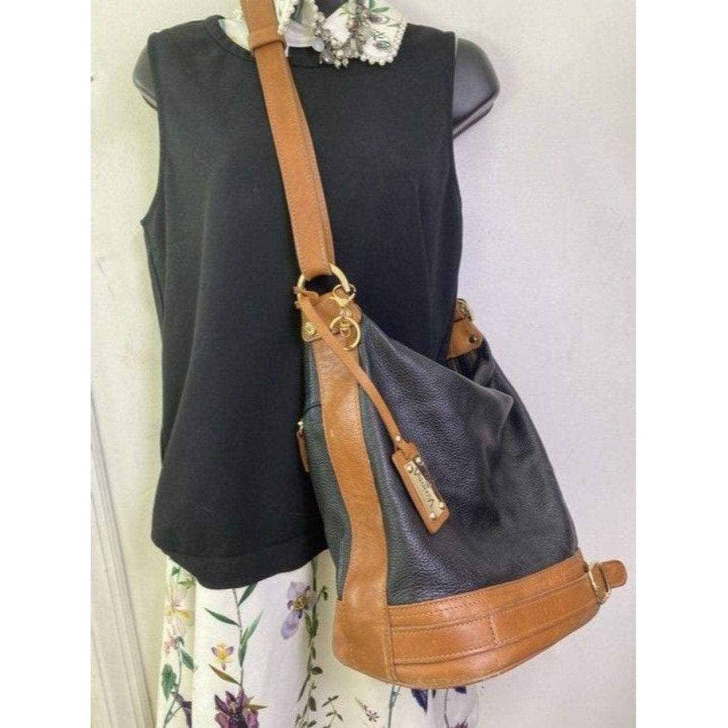 valentina black orange shoulder bag