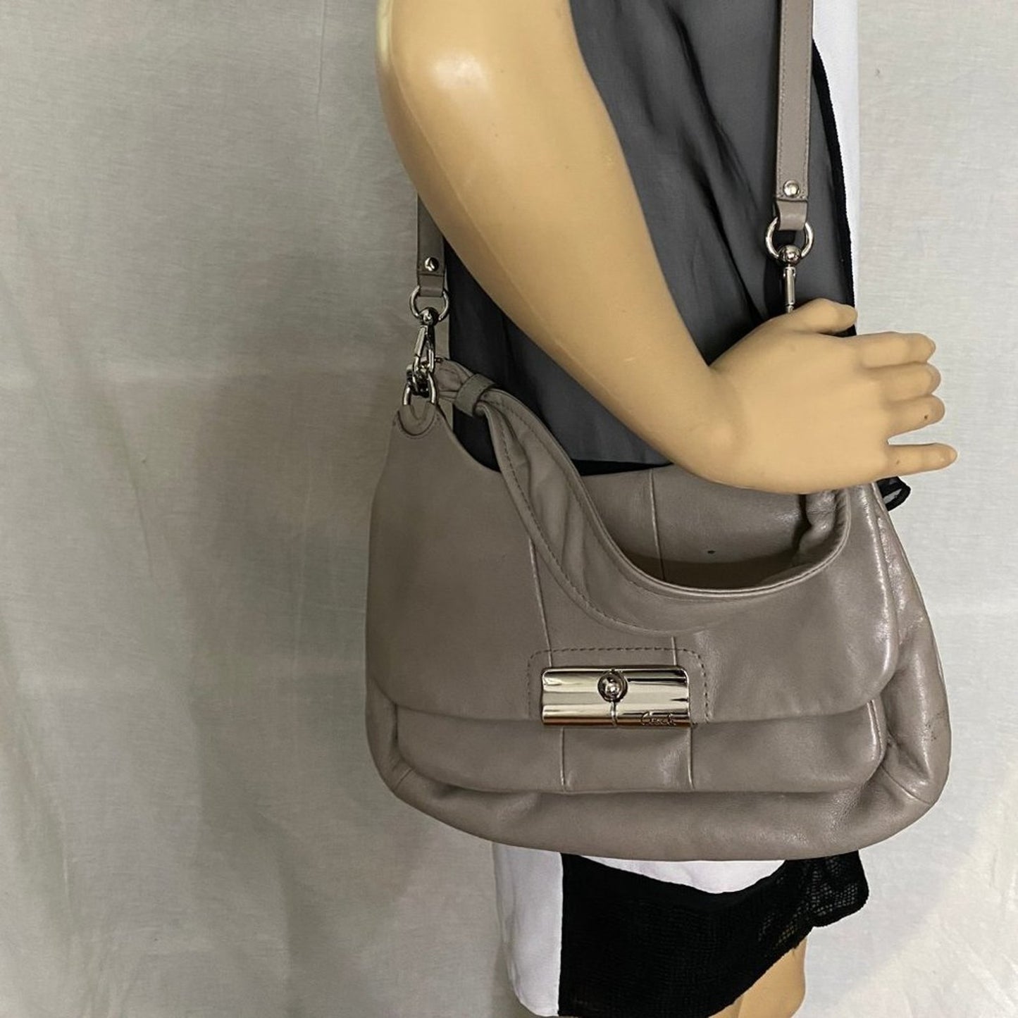 Coach Medium Gray Leather Crossbody Bag/Handbag