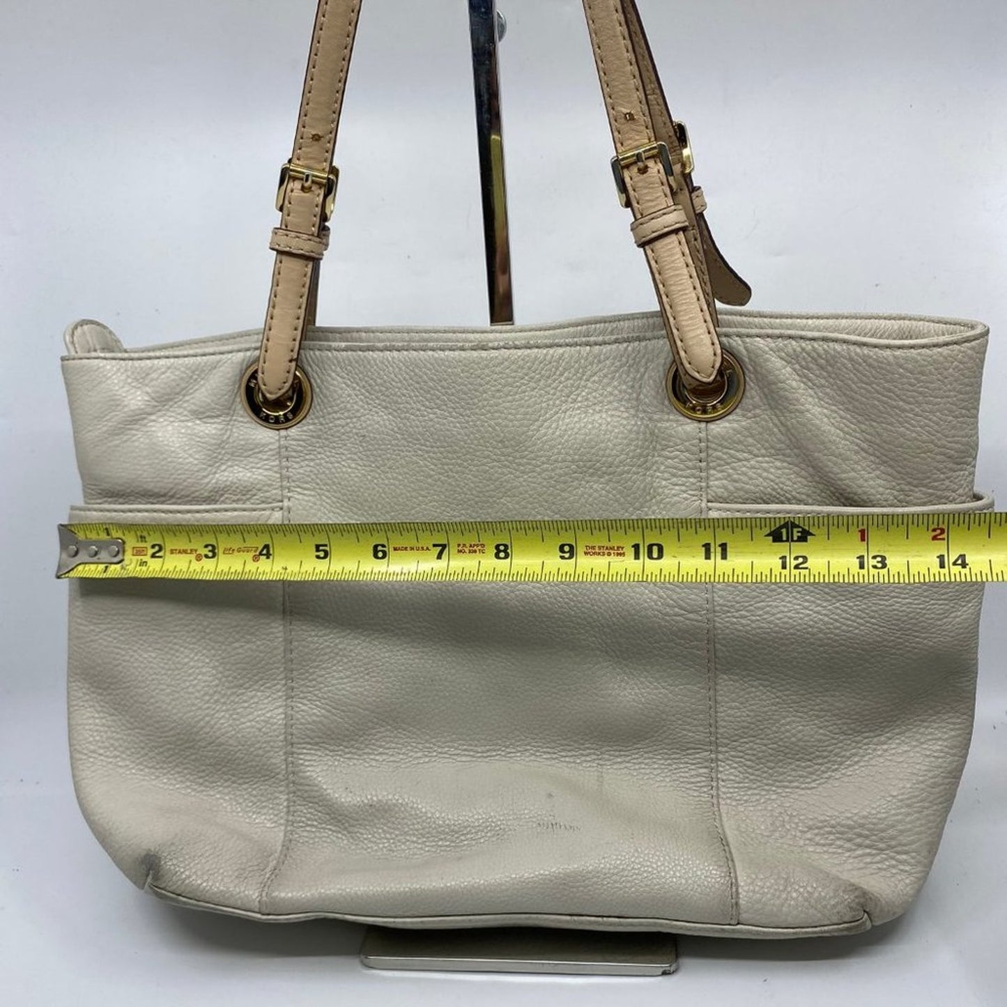 Michael Kors Large White Cream Leather Tote Bag