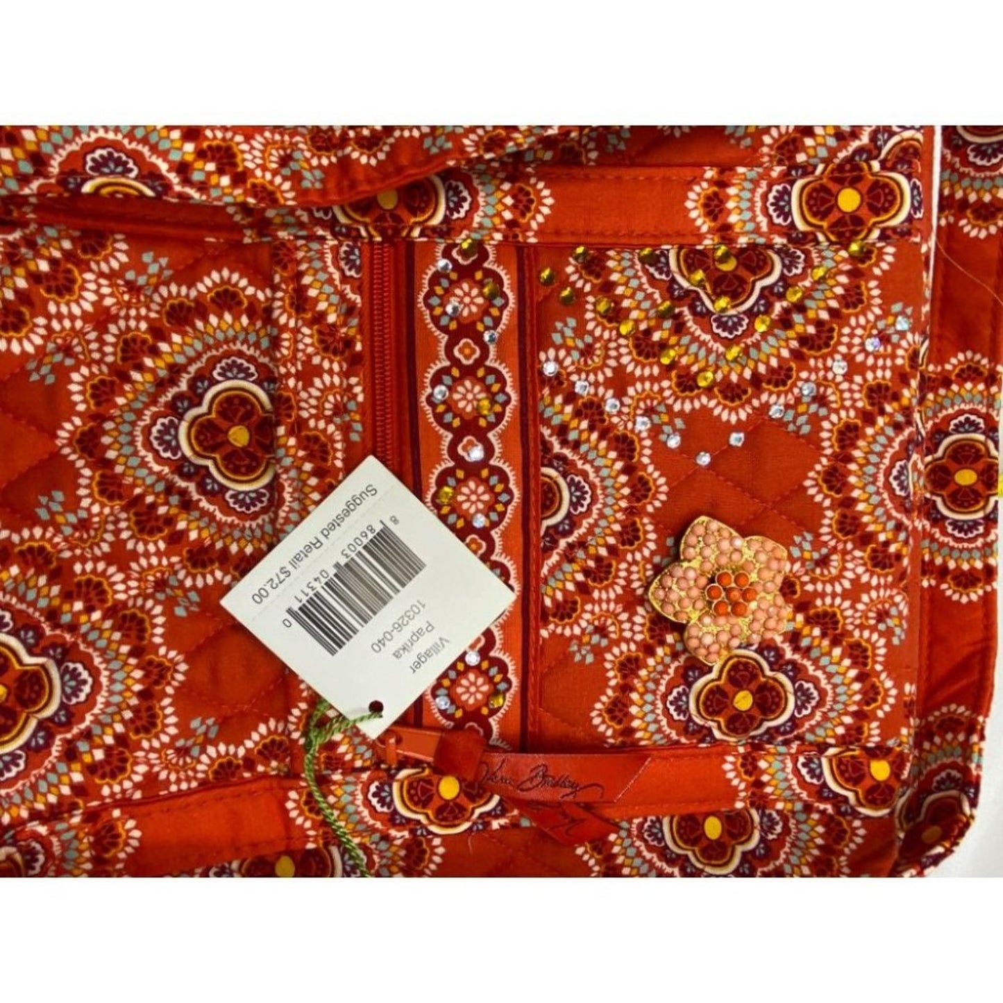 NWT! Vera Bradley Quilted Bag w Wallet Red Beige