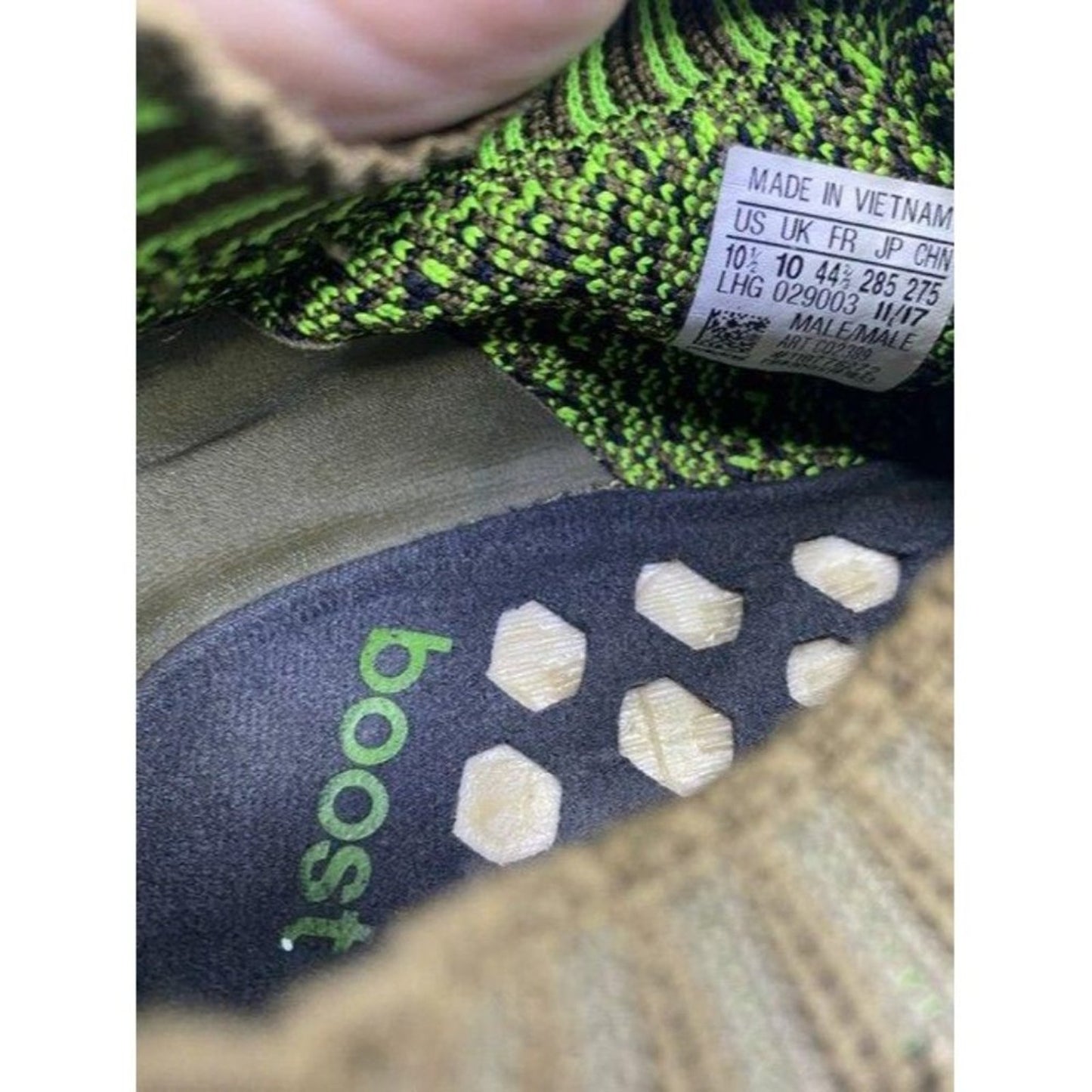 Adidas Brown Black Green Boost Sneakers Size Us