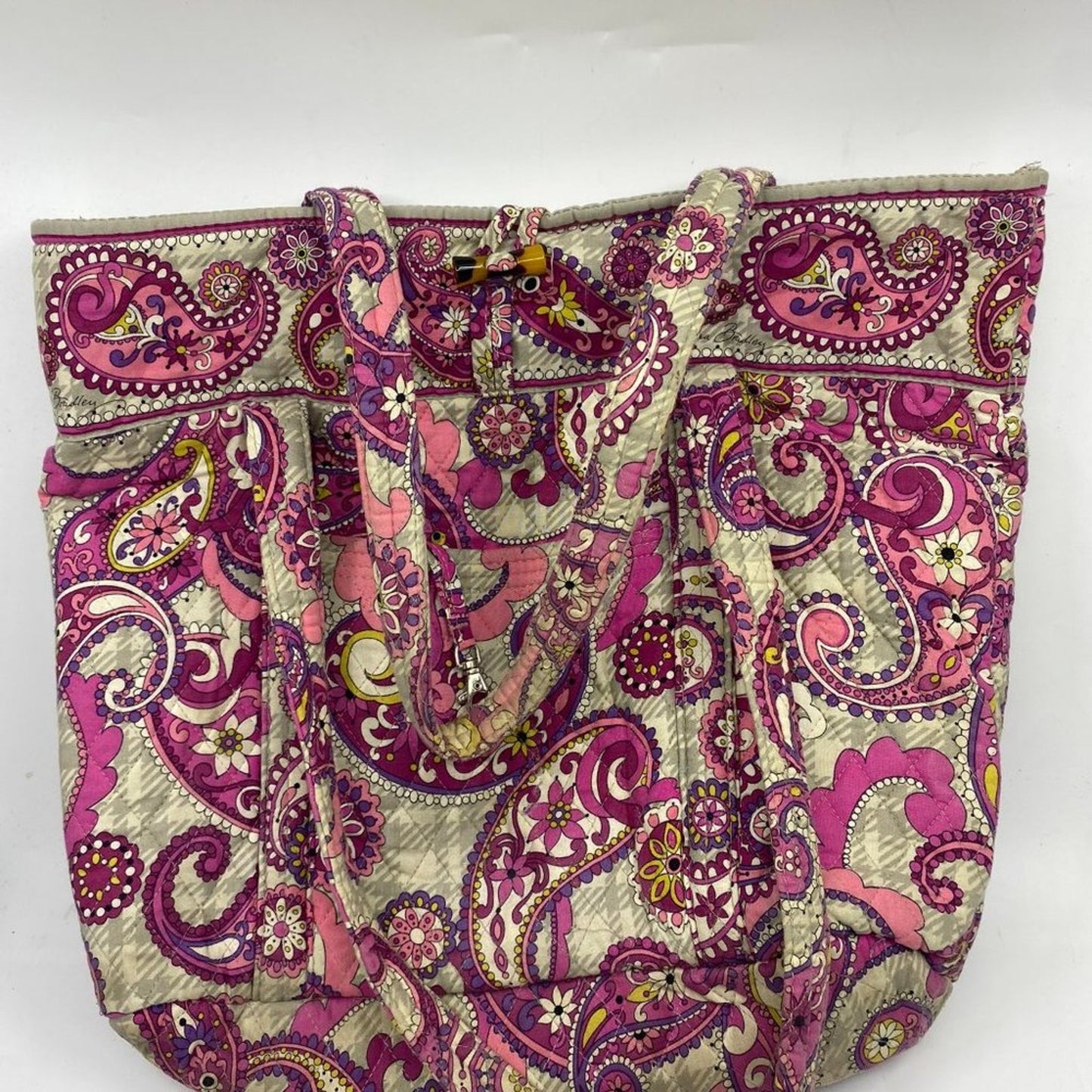 Vera Bradley Purple/ Gray Fabric Large Tote Bag