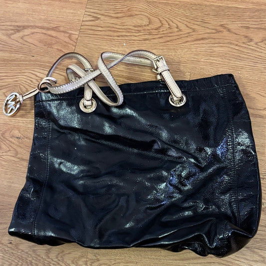 Michael Kors Shiny Black Tote with Gold Handles