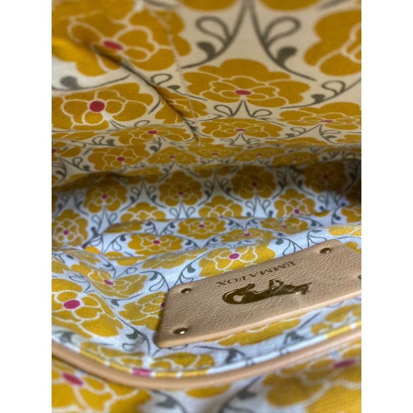 Emma Fox Large White Tan Tote Bag