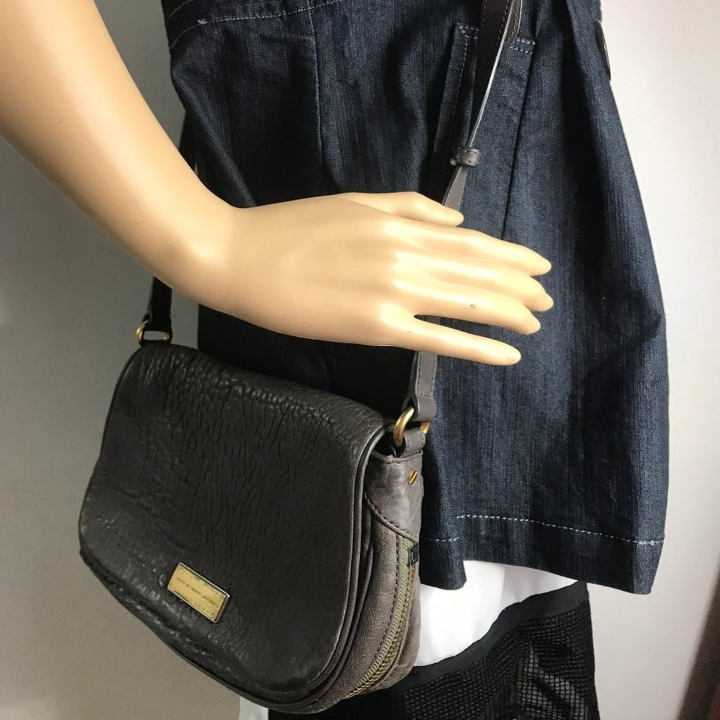 Marc Jacobs Dark Brown Rough Leather Crossbody Bag