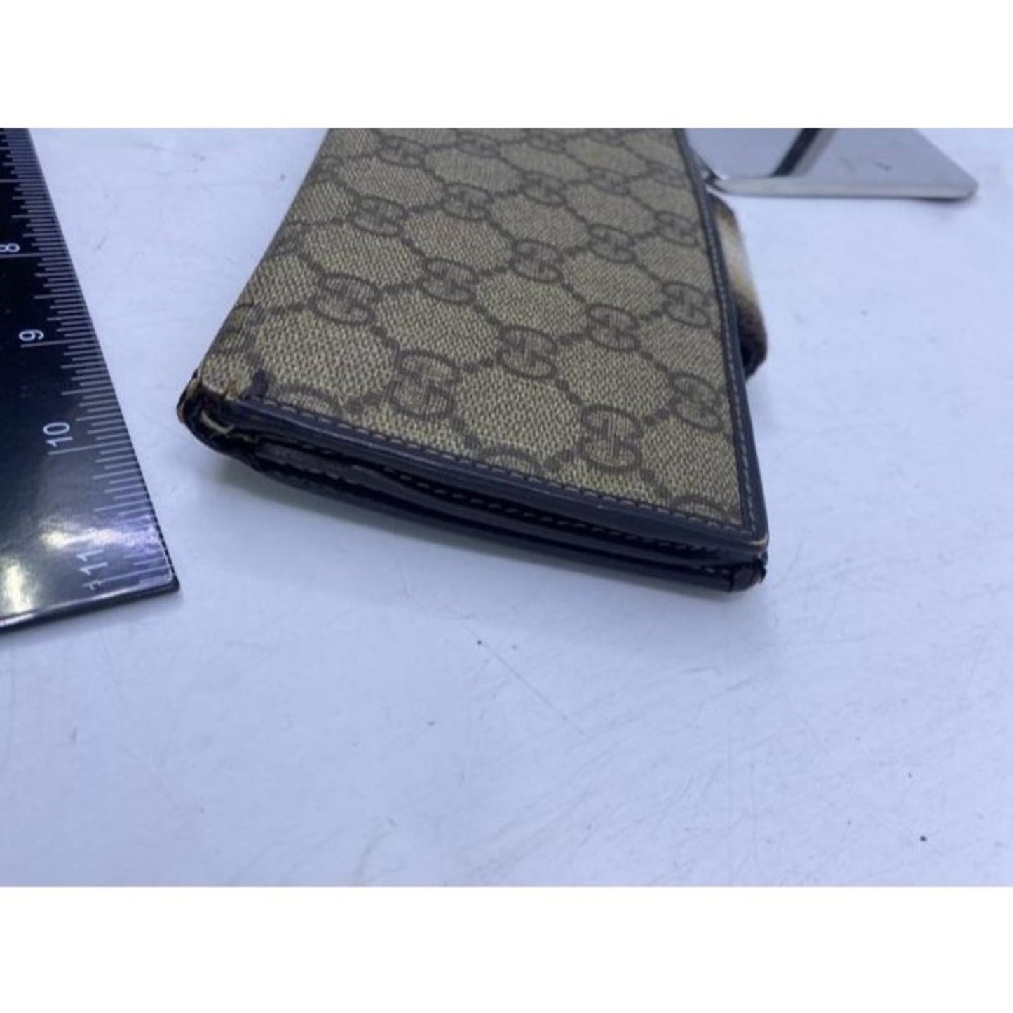Gucci Brown Long Vintage Gg Web Wallet
