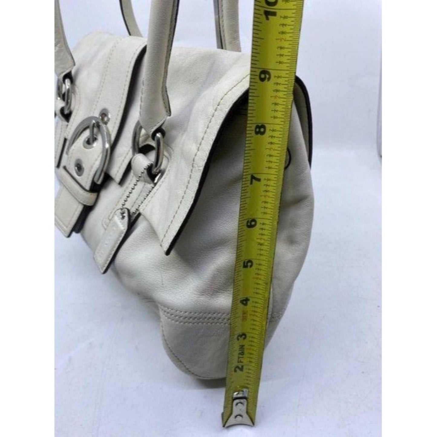 coach medium bag handbag off white leather shoulde