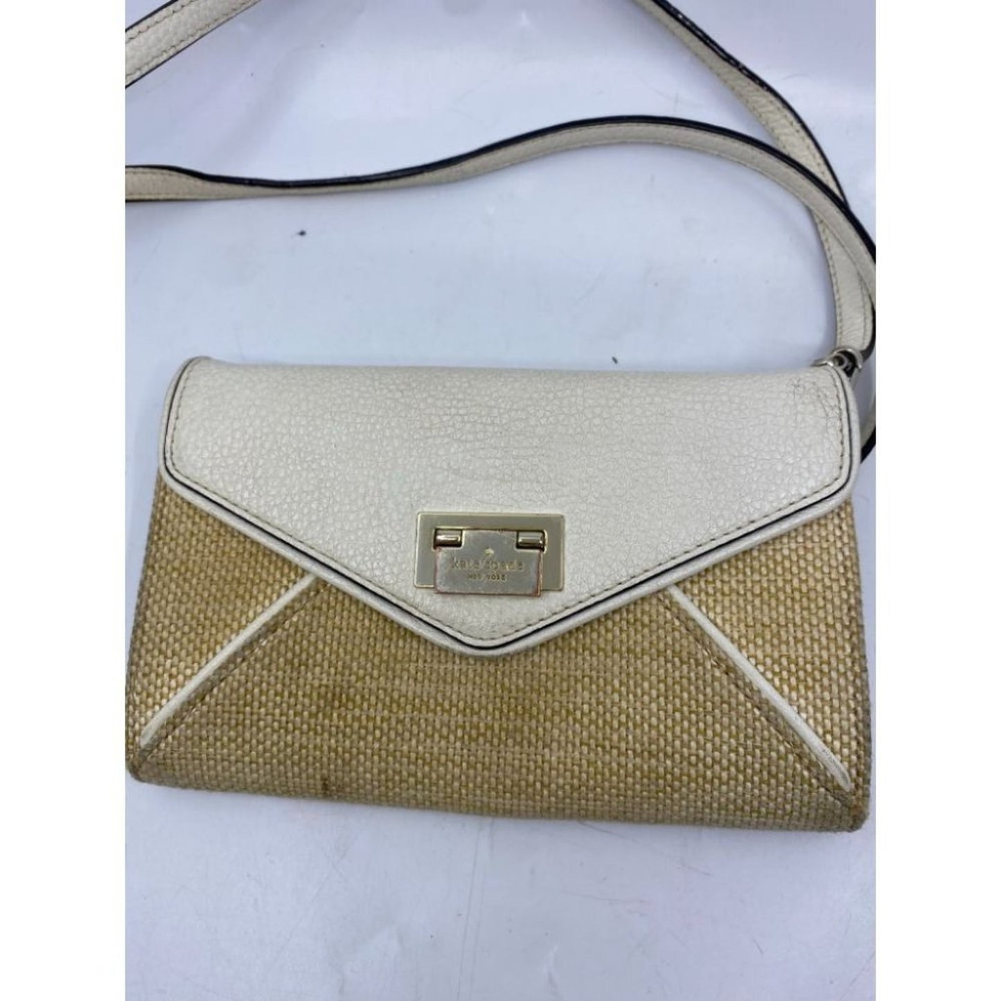 Kate Spade White Tan Fabric Crossbody Bag