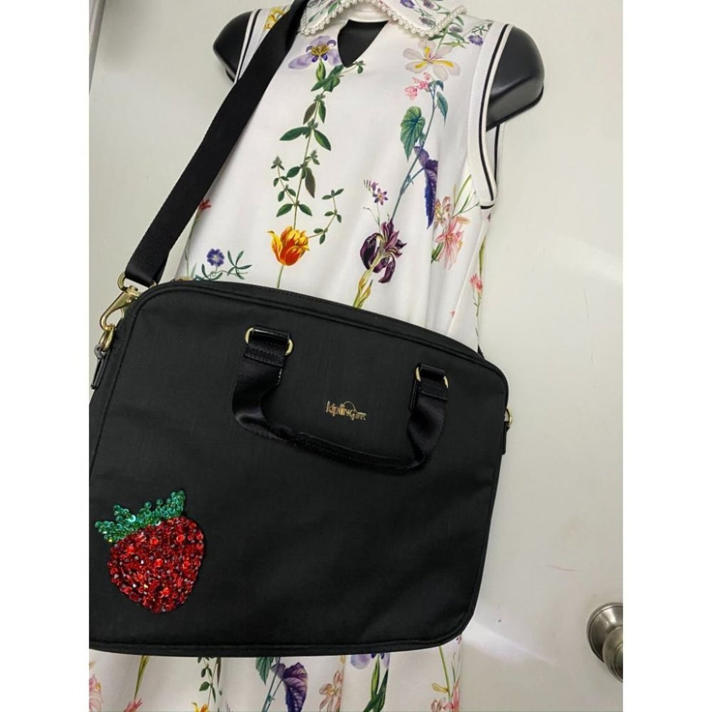 Kipling w/Customized Appliqués Large Blue Tote Bag