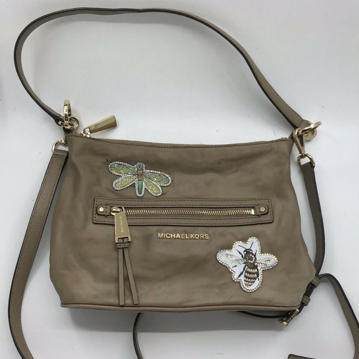 Michael Kors beige Nylon Crossbody Customized