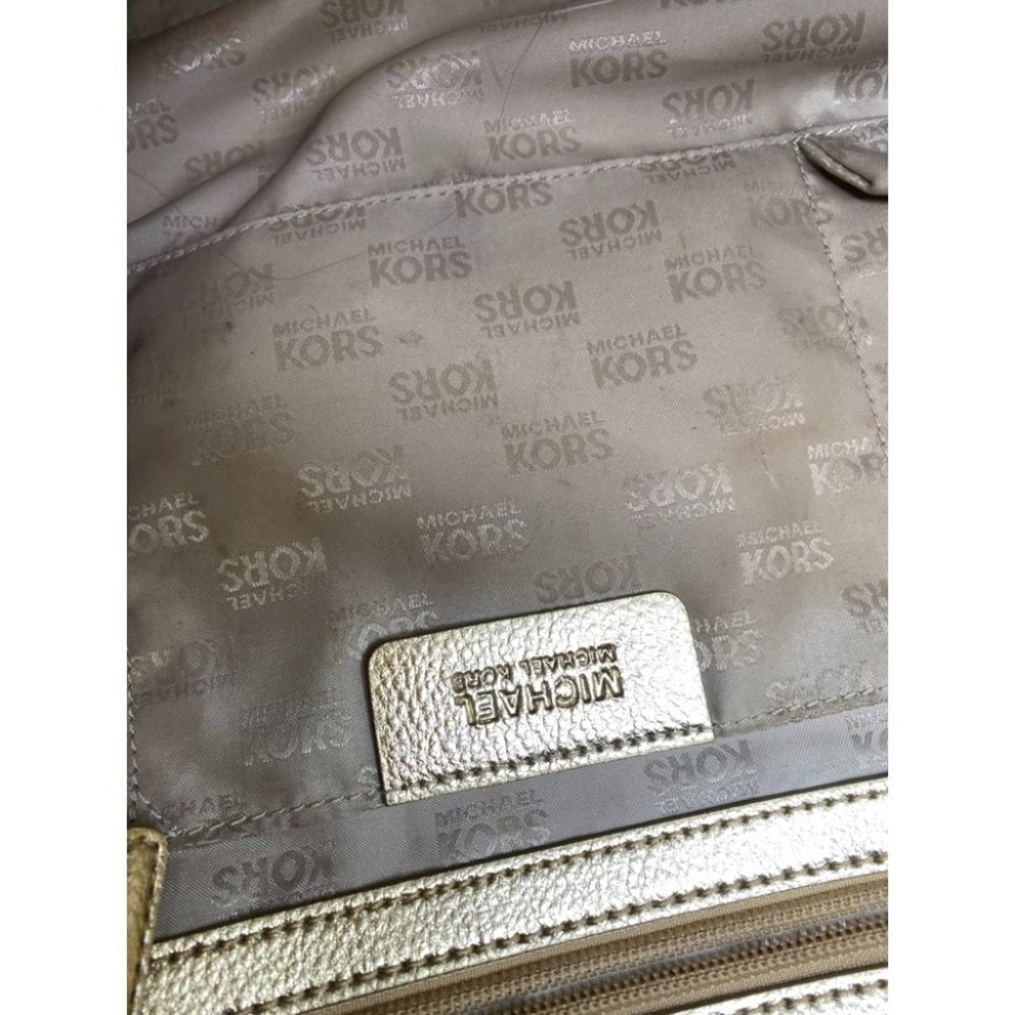 Michael Kors XL Jacquard Fabric Tan Tote Bag