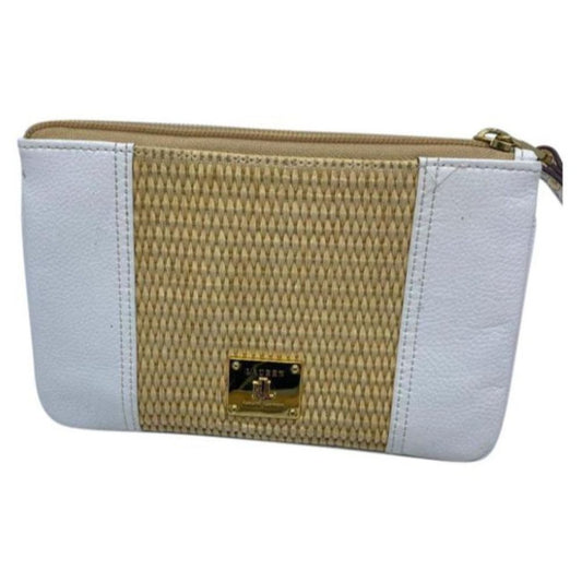 Lauren Ralph Lauren White Tan Large Wristlet