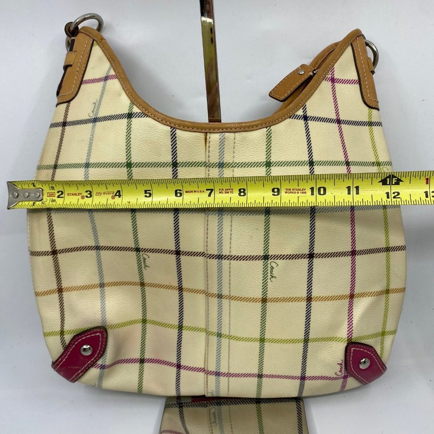 COACH M Yellow Brown Coated Canvas Shoulder Bag
