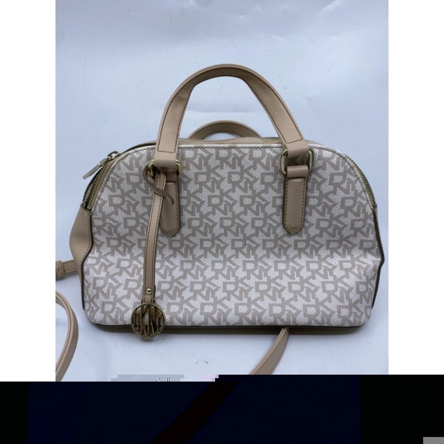 DKNY Tan Gray Faux Leather Crossbody Bag
