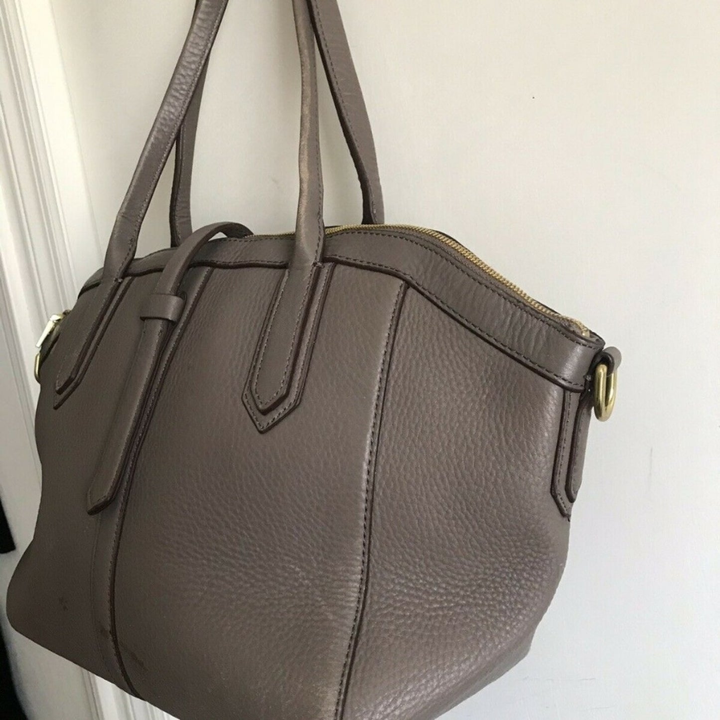 J Crew Large Light Brown Leather Trapeze Tote
