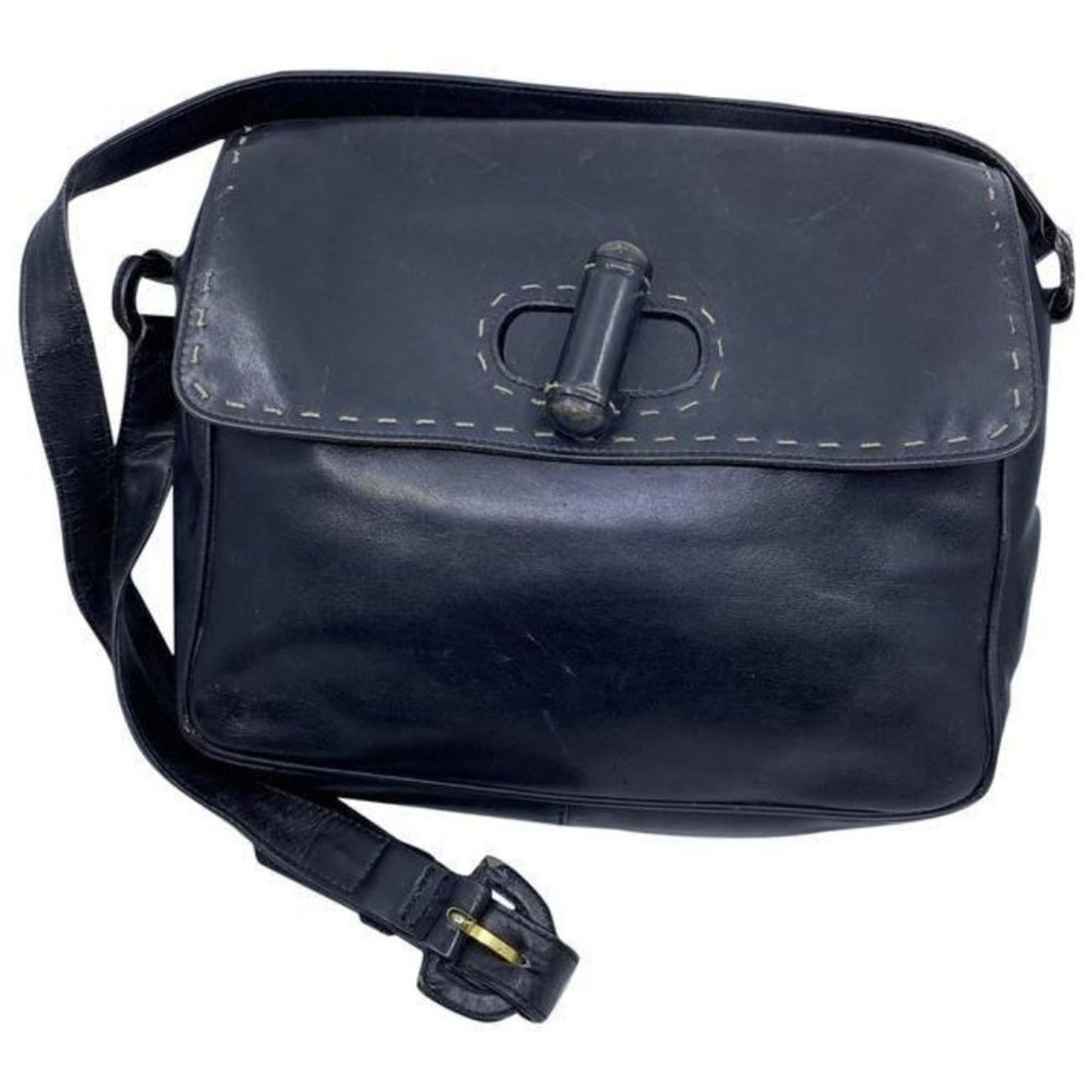 prada vintage black leather cross body bag