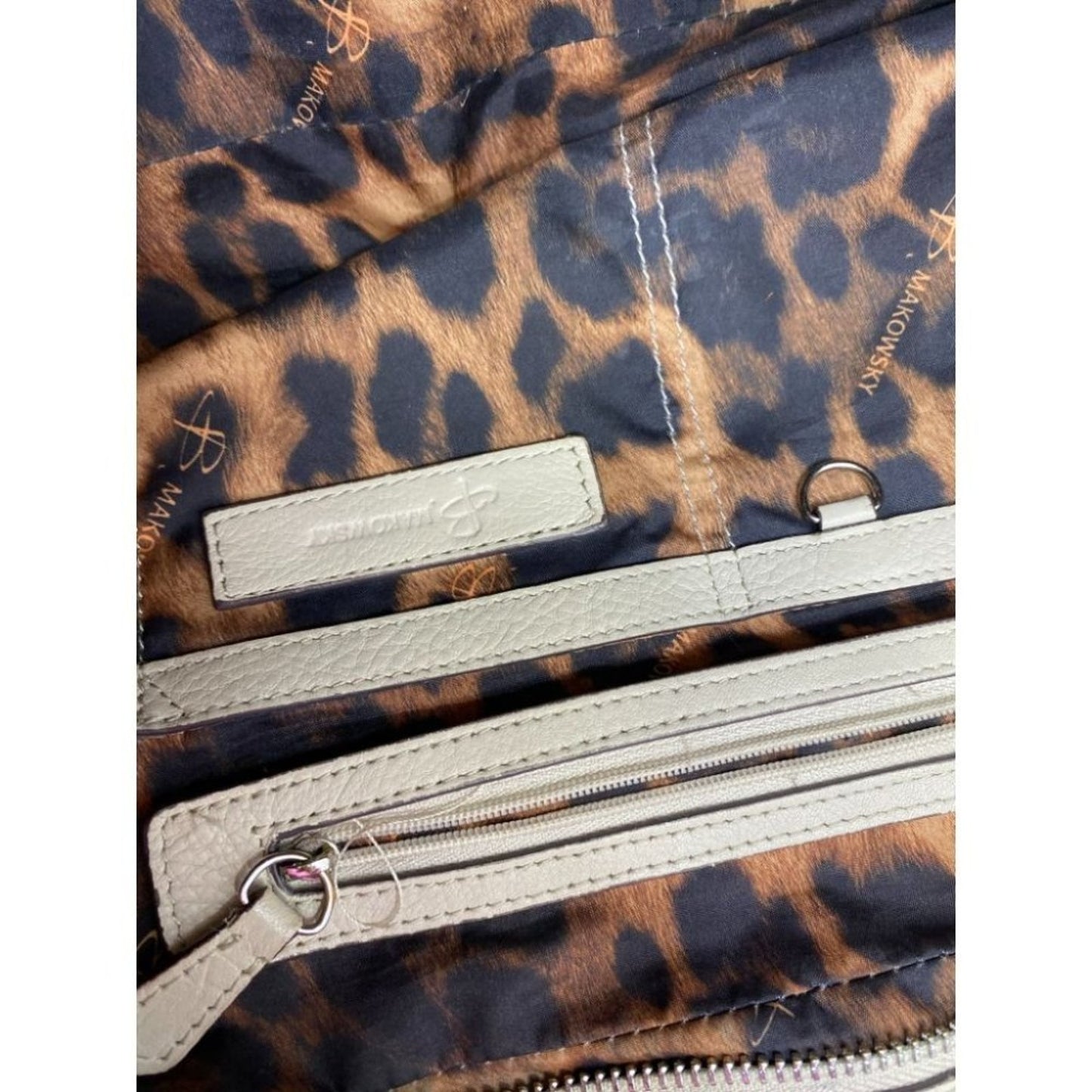B. makowsky Cream Leather Shoulder Bag