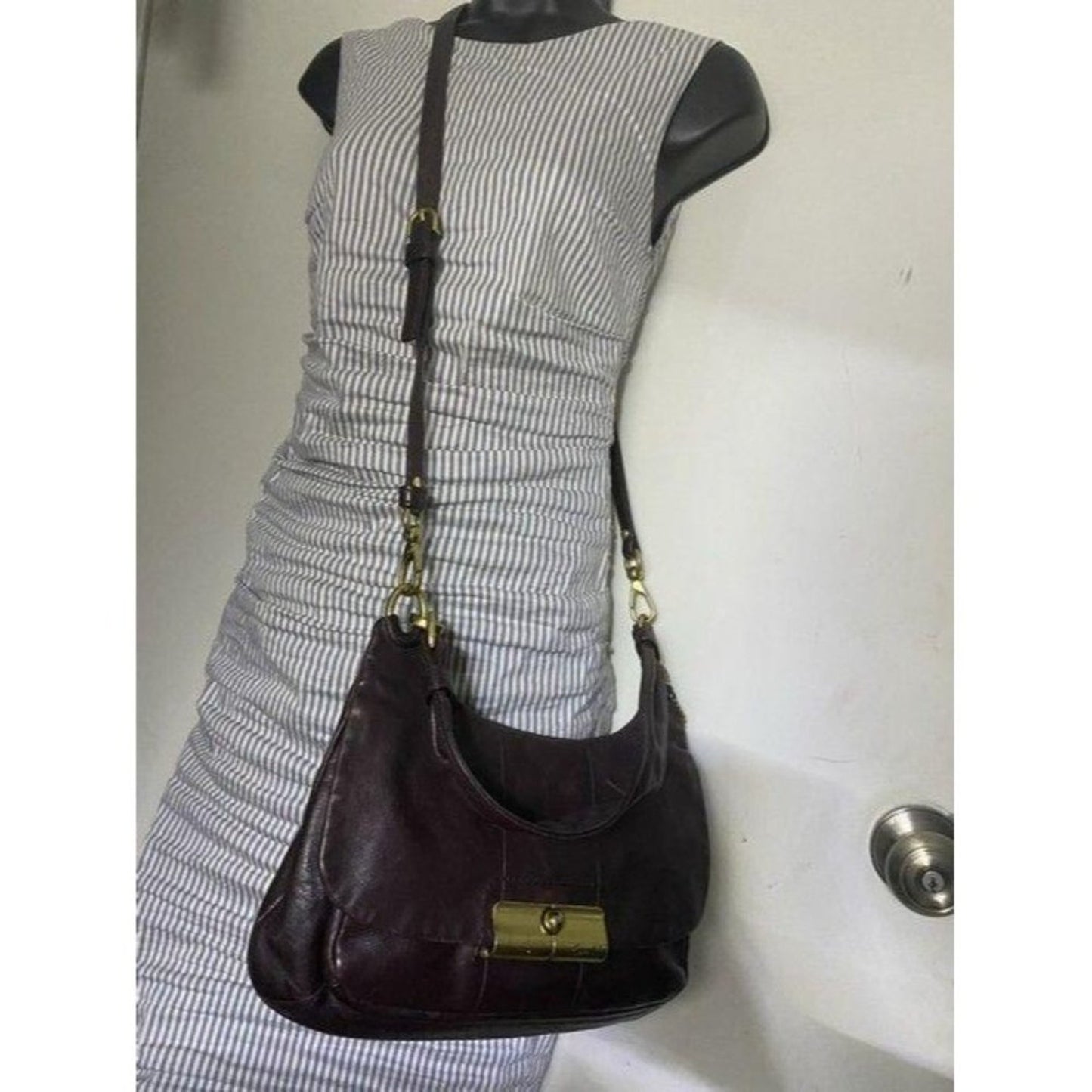 coach vintage rare brown leather cross body bag