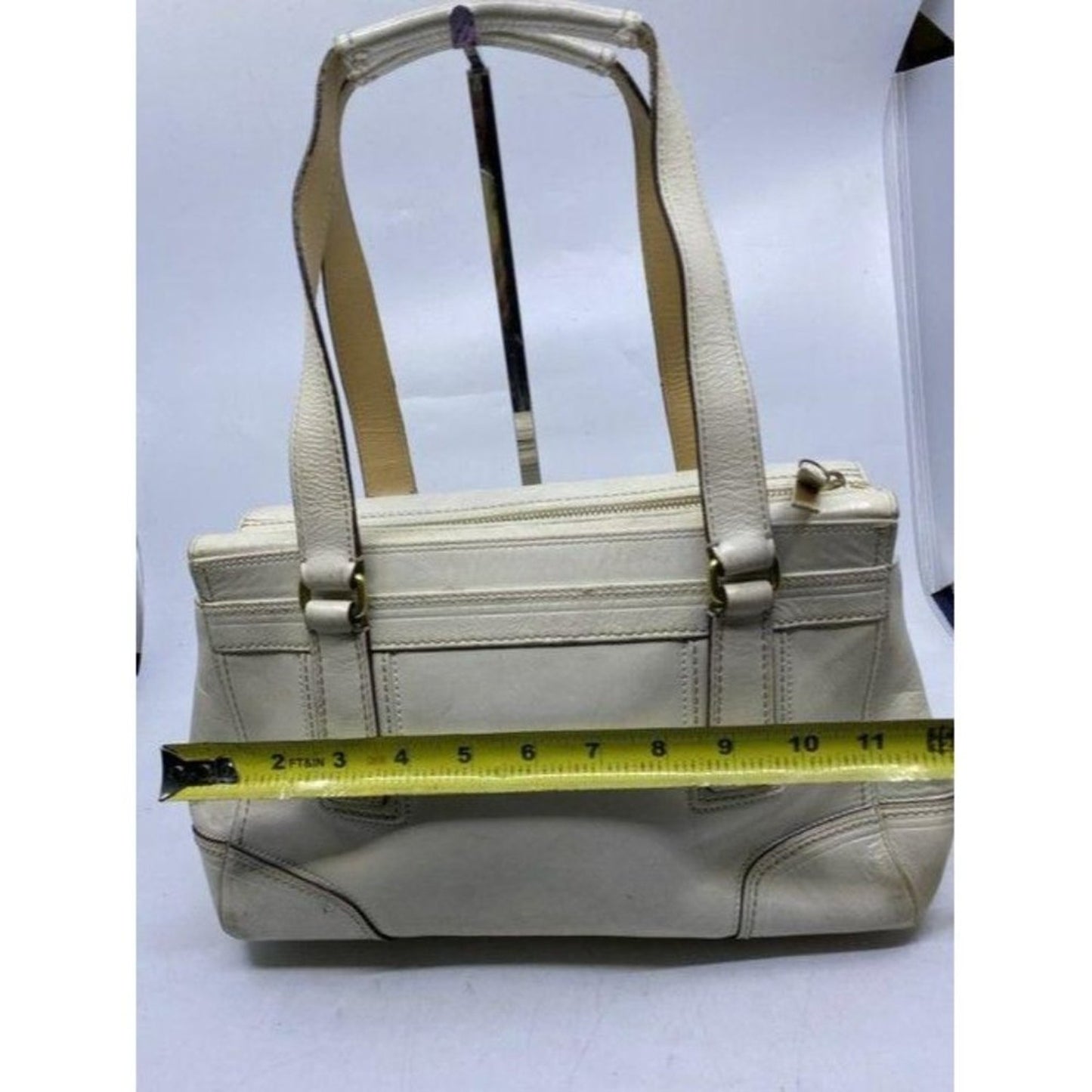 coach leather white shoulder bag