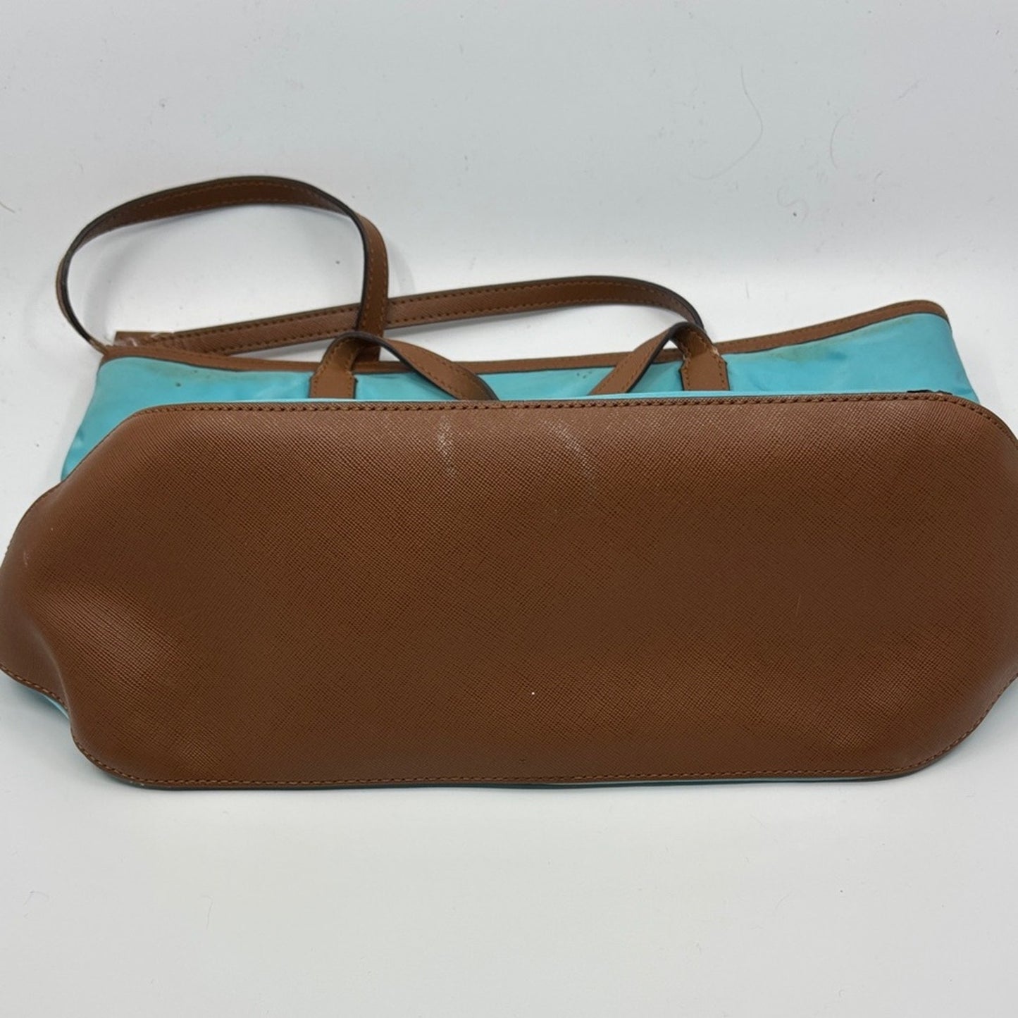 Michael Kors Aqua and Tan Tote Bag