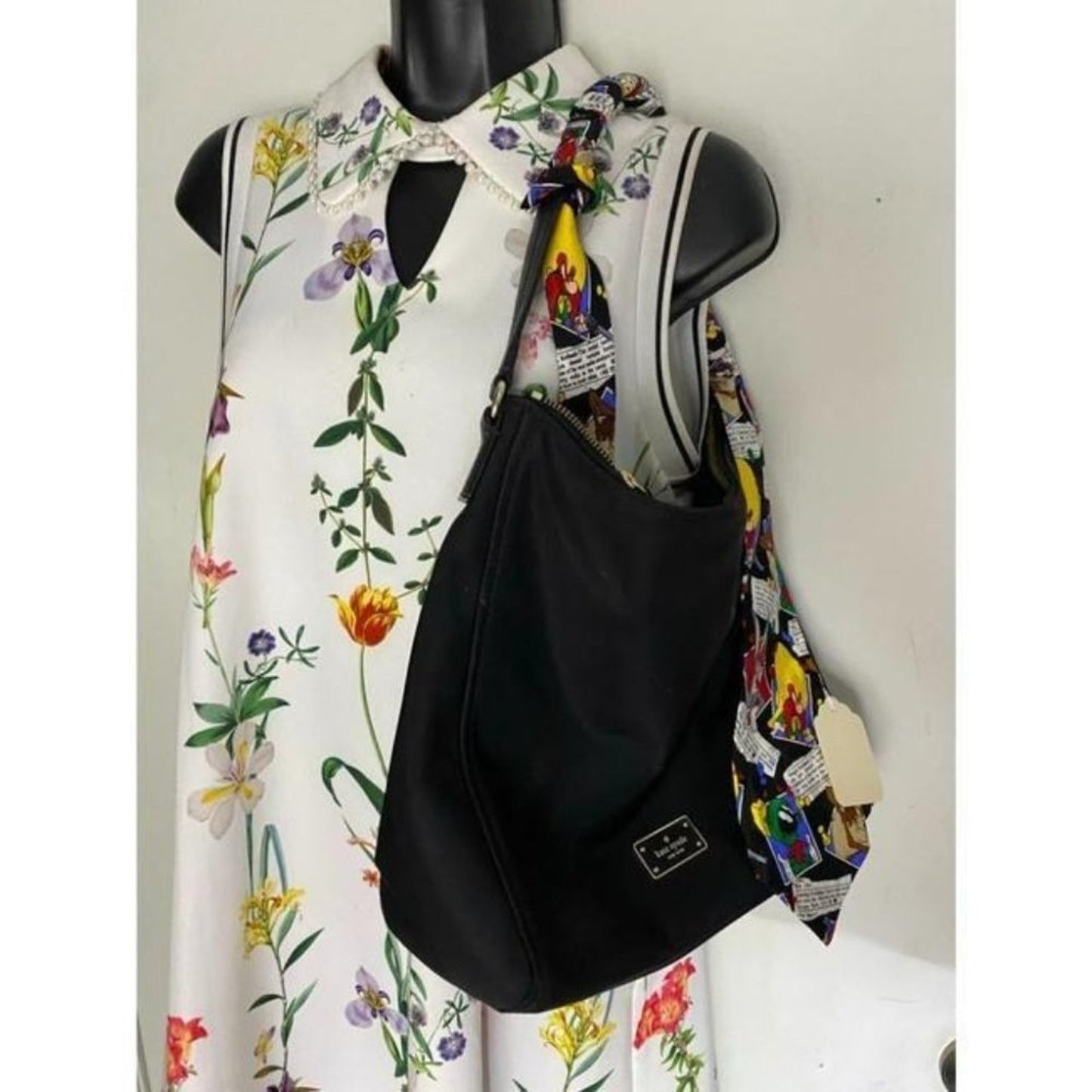 kate spade w w looney tunes tie scarf black nylon