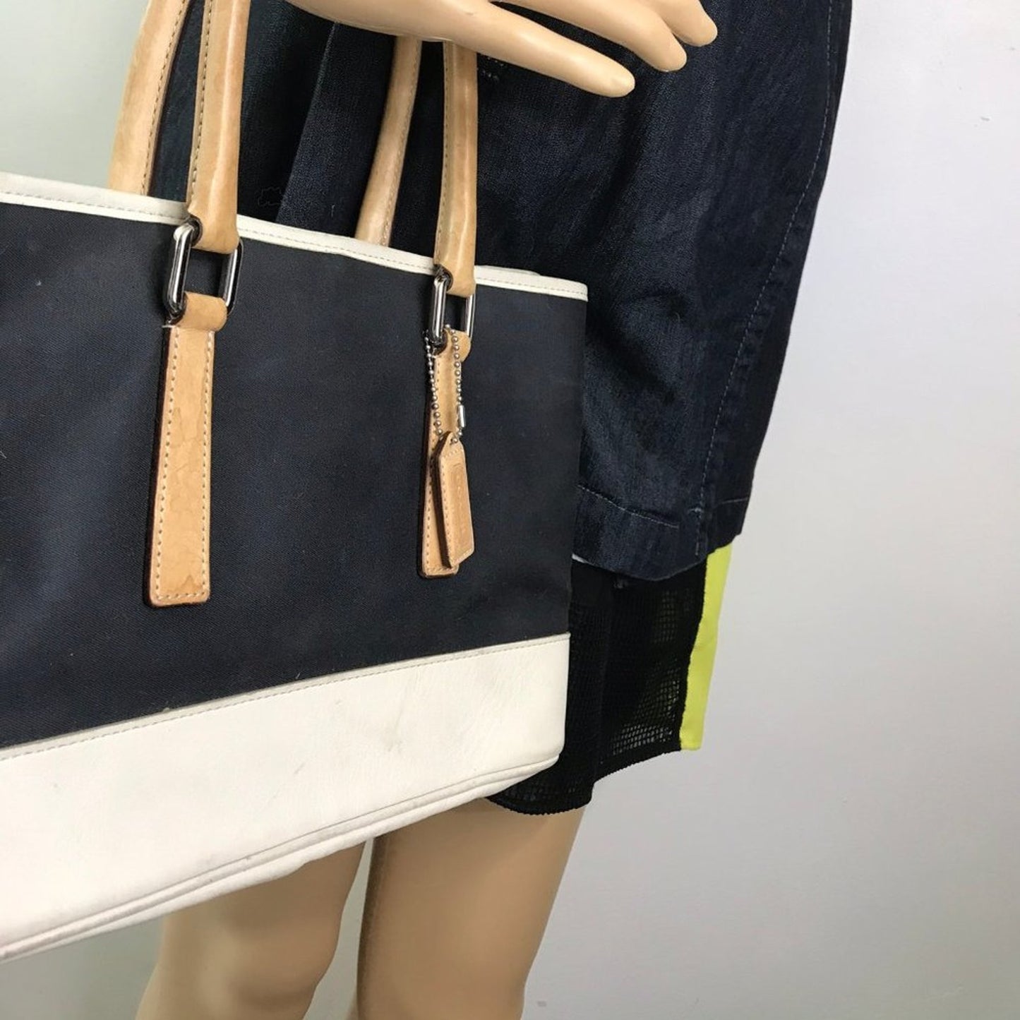 COACH Black White Fabric Tote Bag