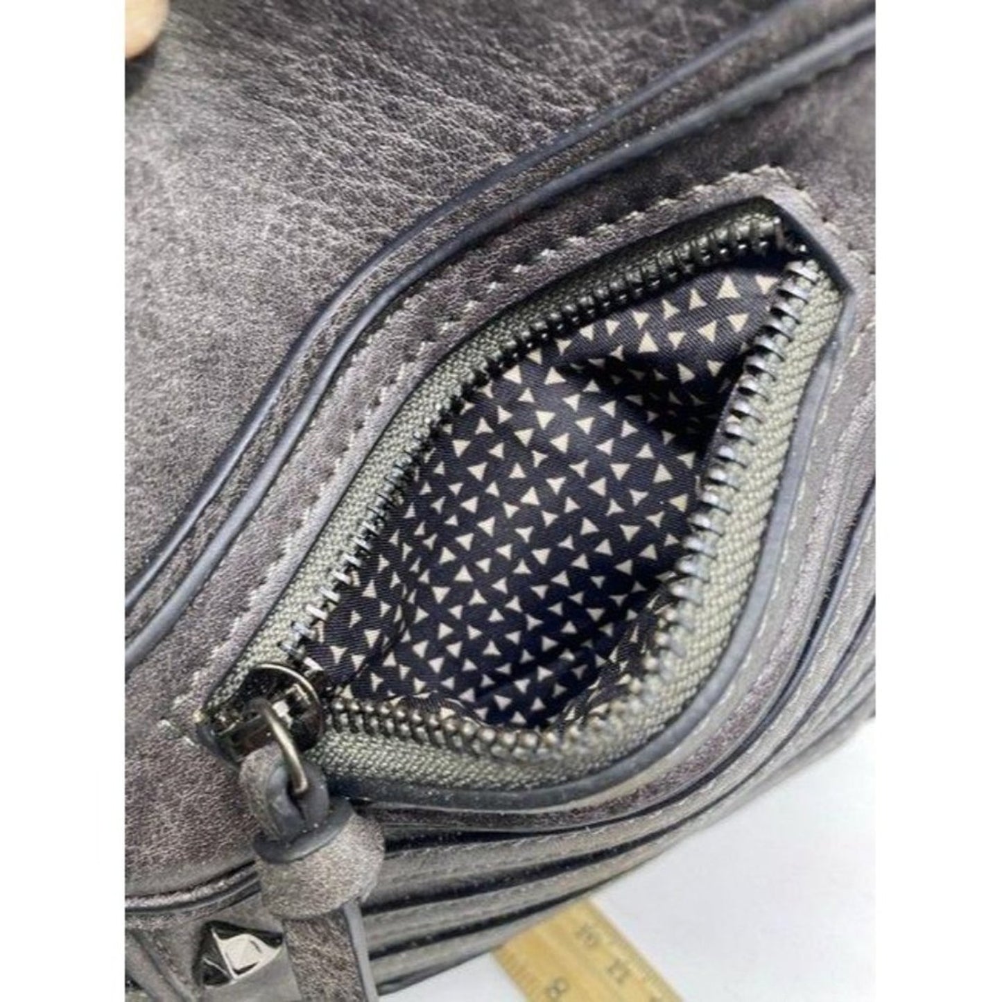 mms design studio zipper gray leather cross body b
