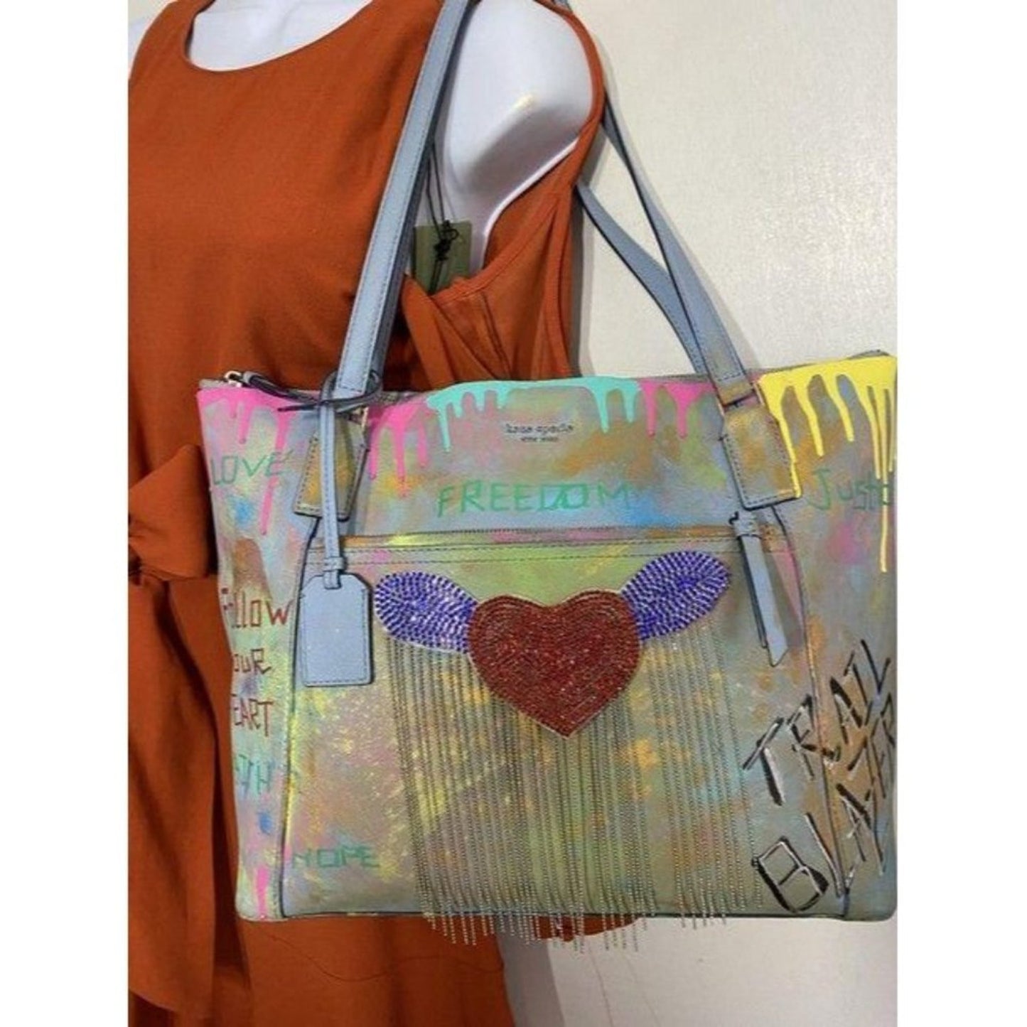 kate spade w handbag customized by me w graffi mul