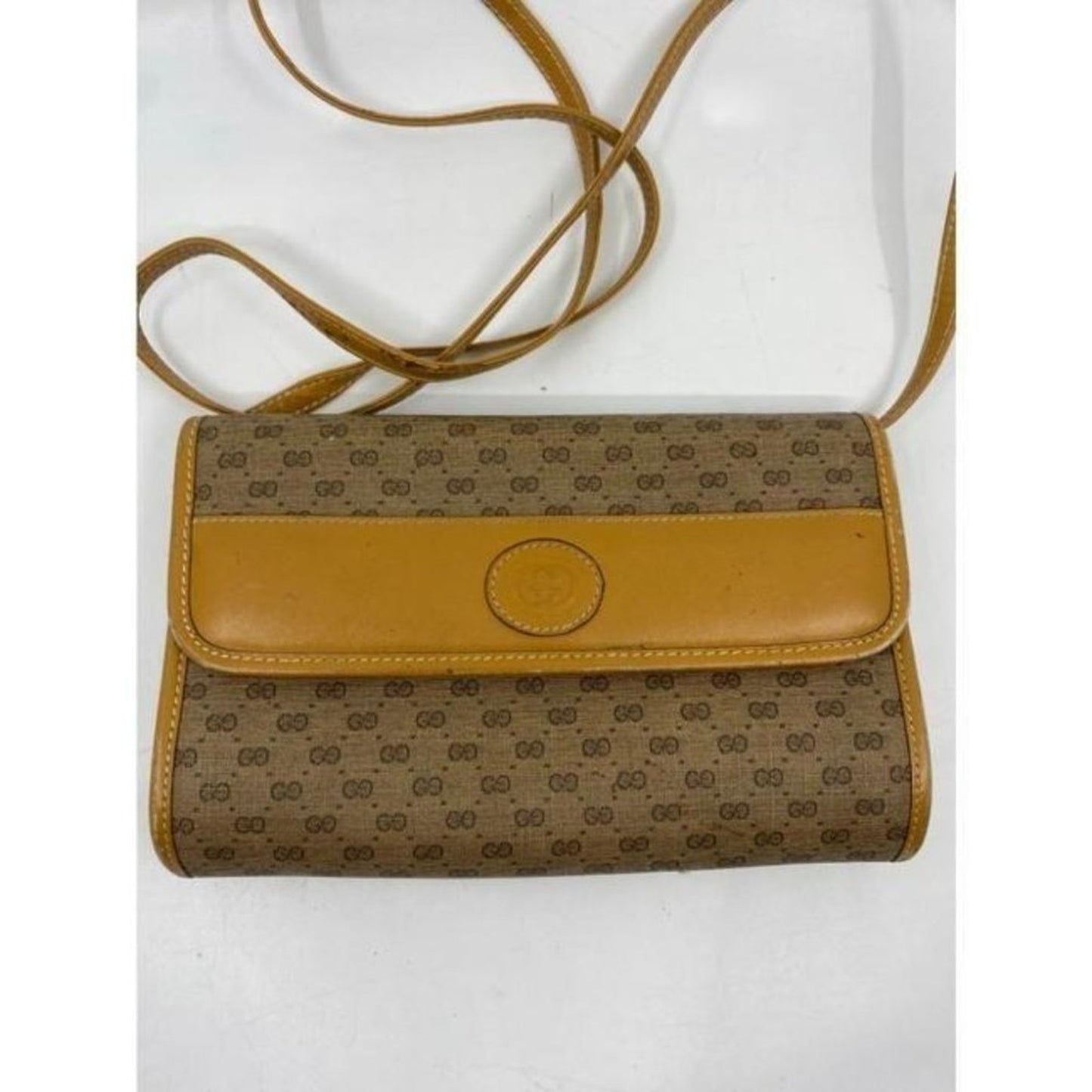 GUCCI Vintage Flap Coated Canvas Crossbody Bag