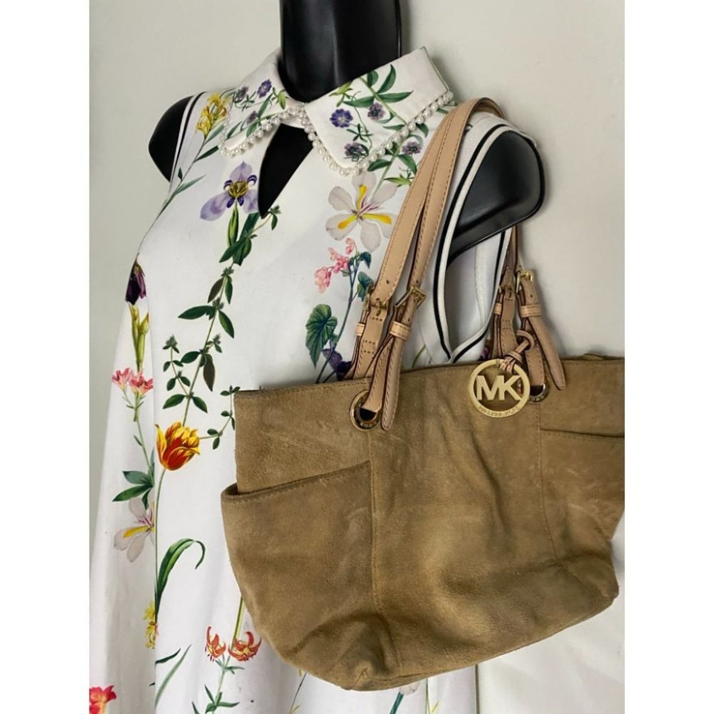 Michael Kors Tan Medium Suede Leather Tote Bag