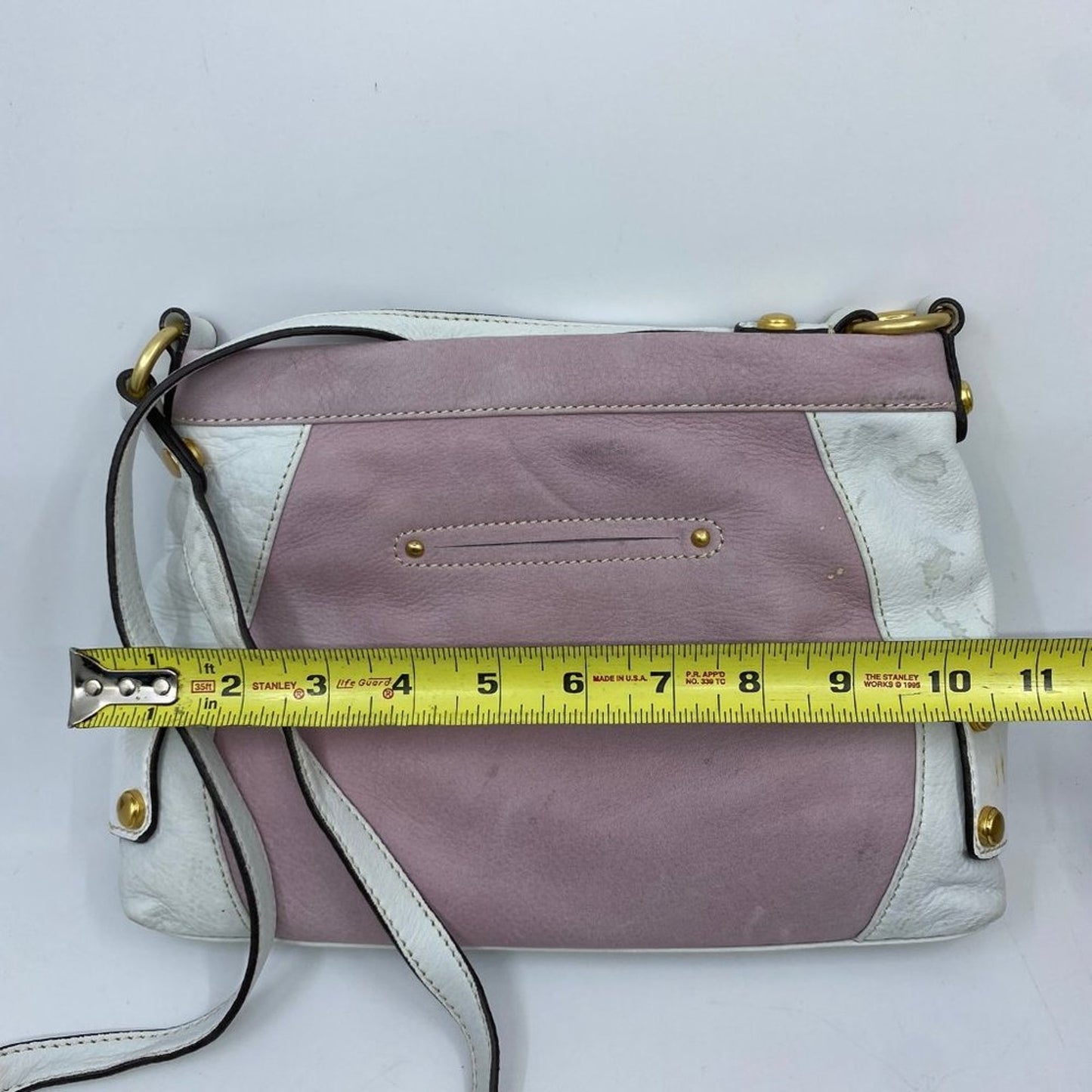 B. Makowsky Tan/ White Small Leather Crossbody
