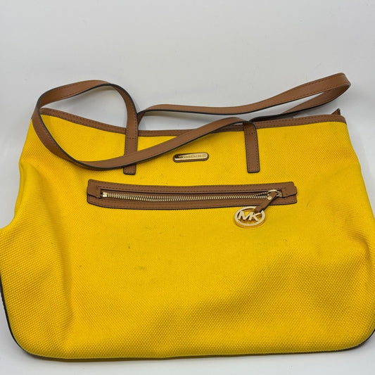 Michael Kors Vibrant Yellow Tote with Tan Accents