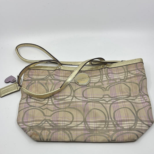 Coach Beige and Gold Shoulder Bag