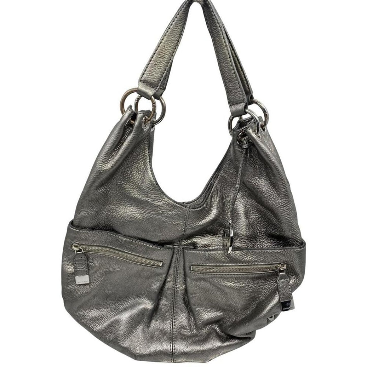 Michael Kors XL Size Silver Leather Shoulder Bag