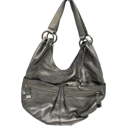 Michael Kors XL Size Silver Leather Shoulder Bag