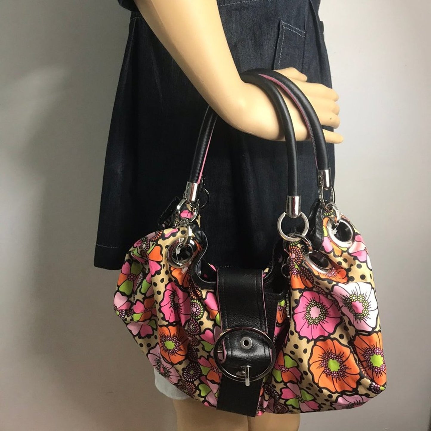LeSportsac Multicolor Fabric Floral Design Handbag